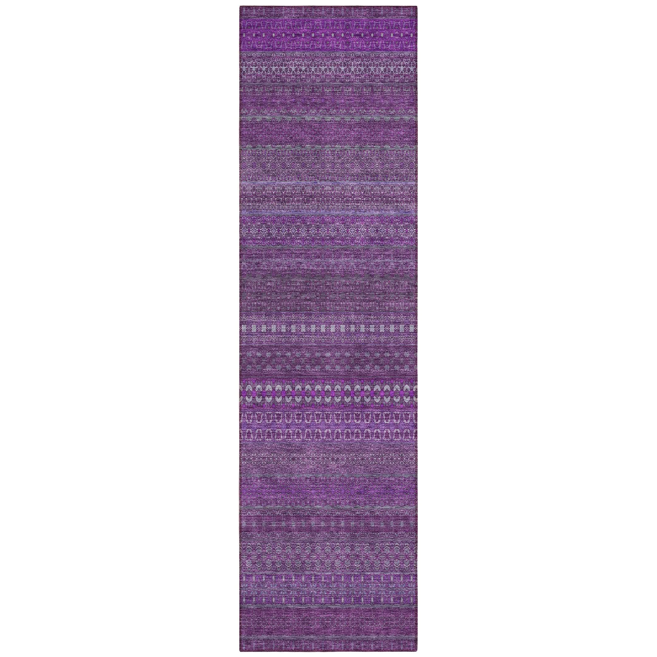 Machine Washable Indoor/ Outdoor Moroccan Stripes Chantille Rug