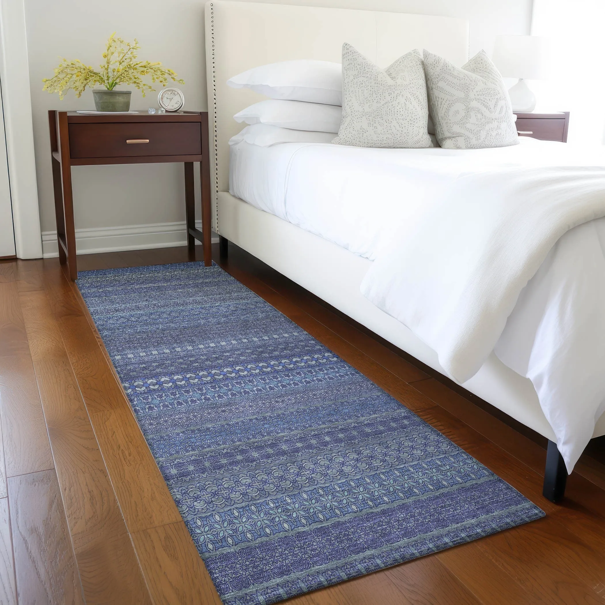 Machine Washable Indoor/ Outdoor Moroccan Stripes Chantille Rug