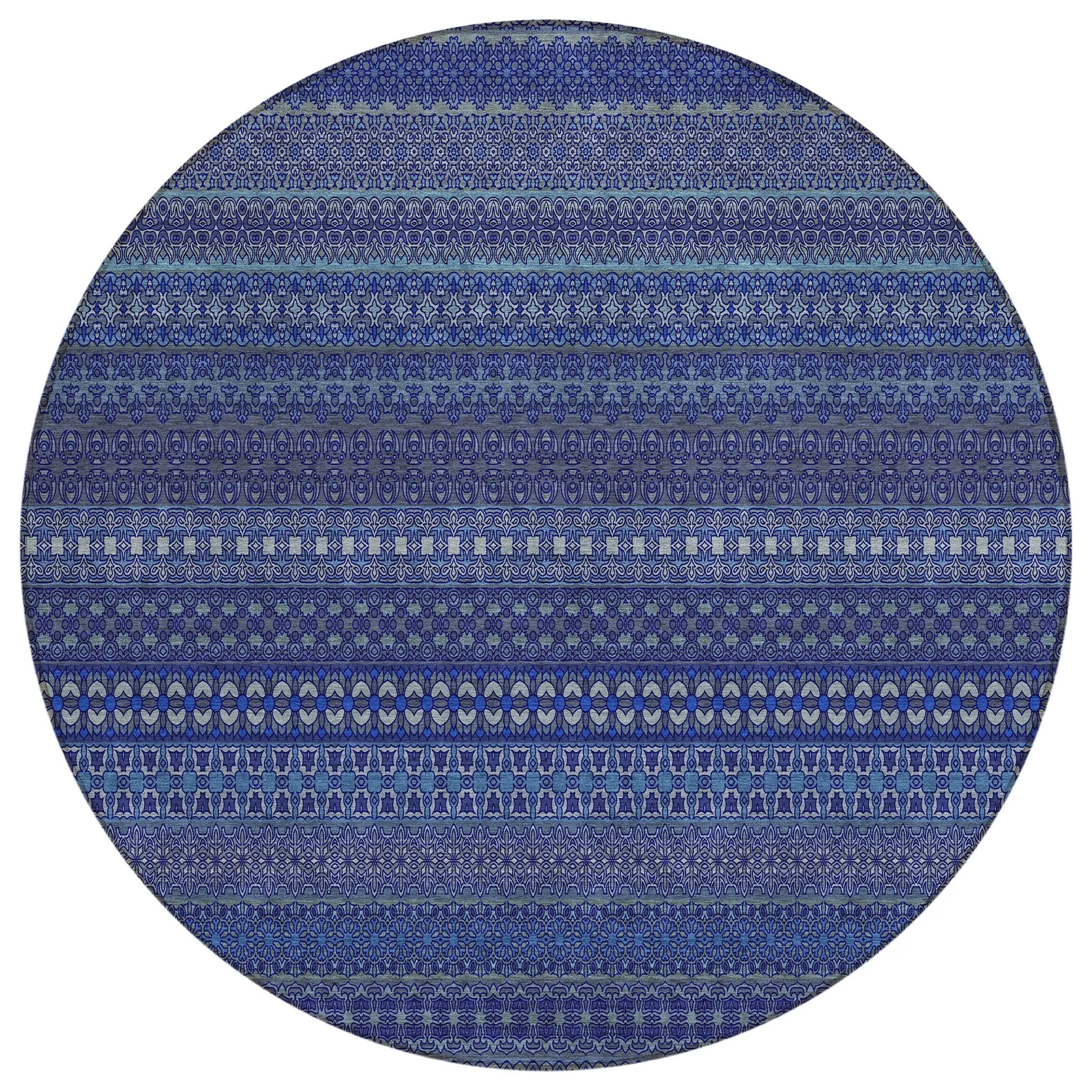 Machine Washable Indoor/ Outdoor Moroccan Stripes Chantille Rug