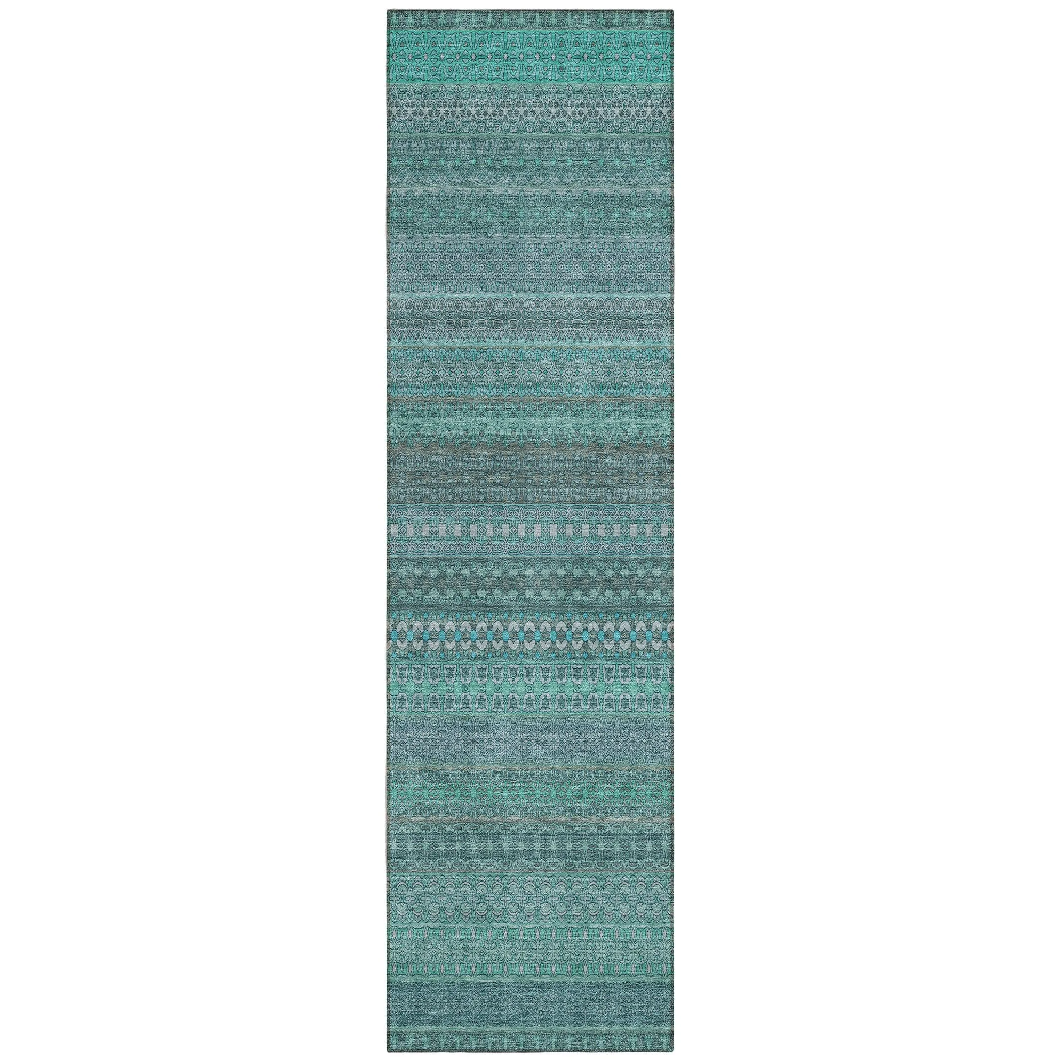 Machine Washable Indoor/ Outdoor Moroccan Stripes Chantille Rug