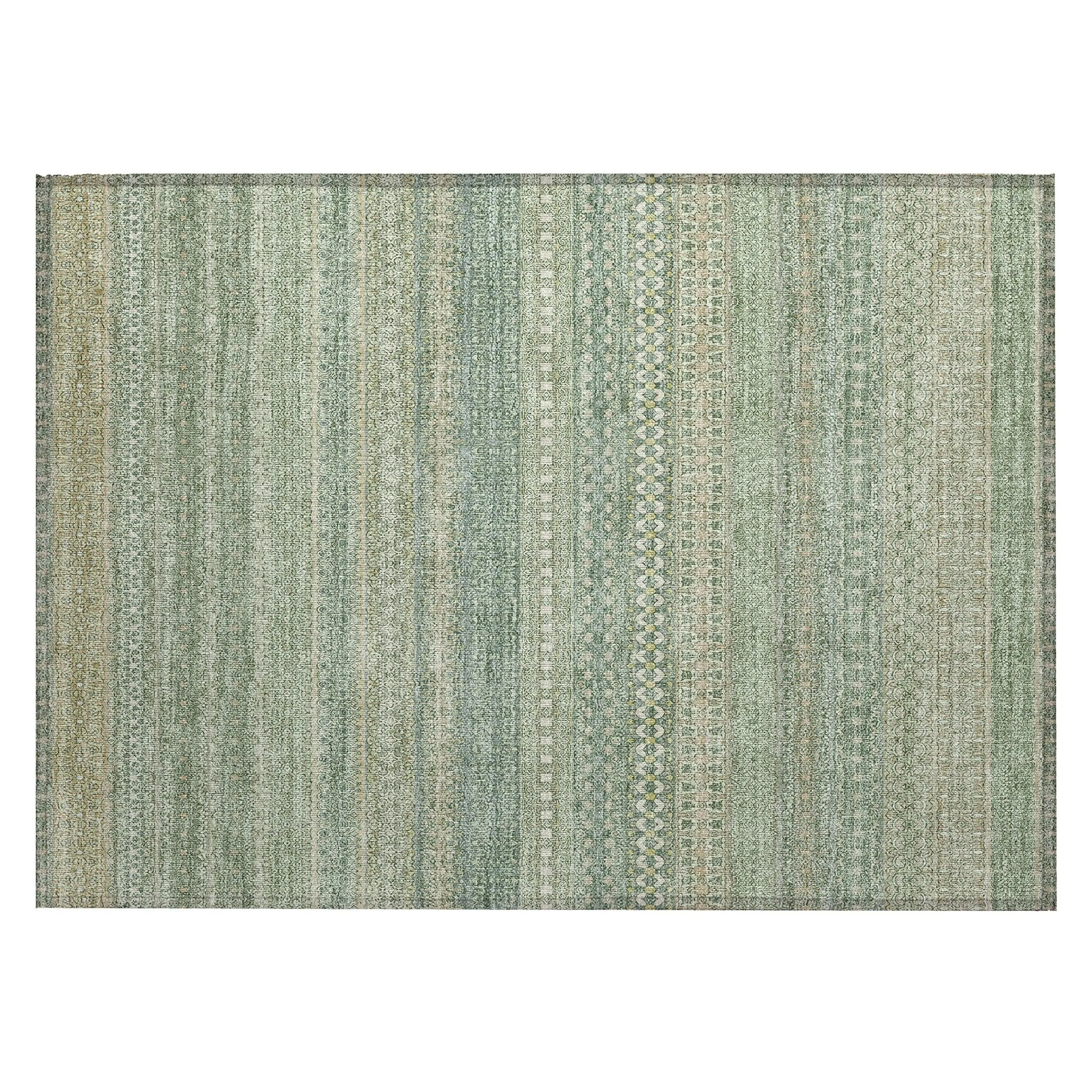 Machine Washable Indoor/ Outdoor Moroccan Stripes Chantille Rug