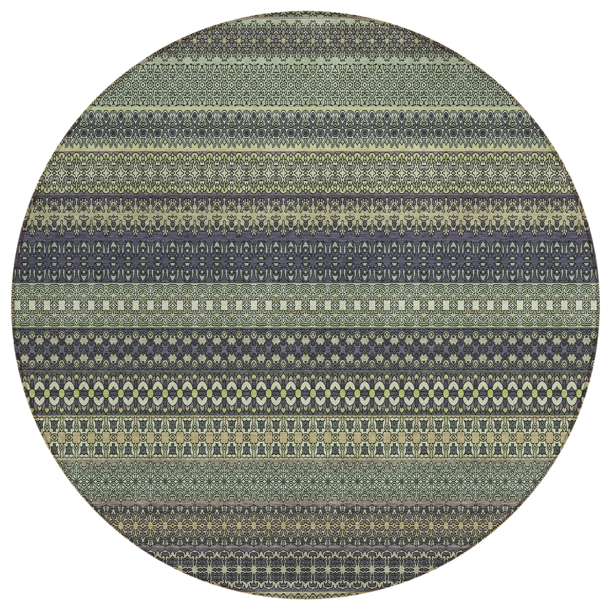 Machine Washable Indoor/ Outdoor Moroccan Stripes Chantille Rug