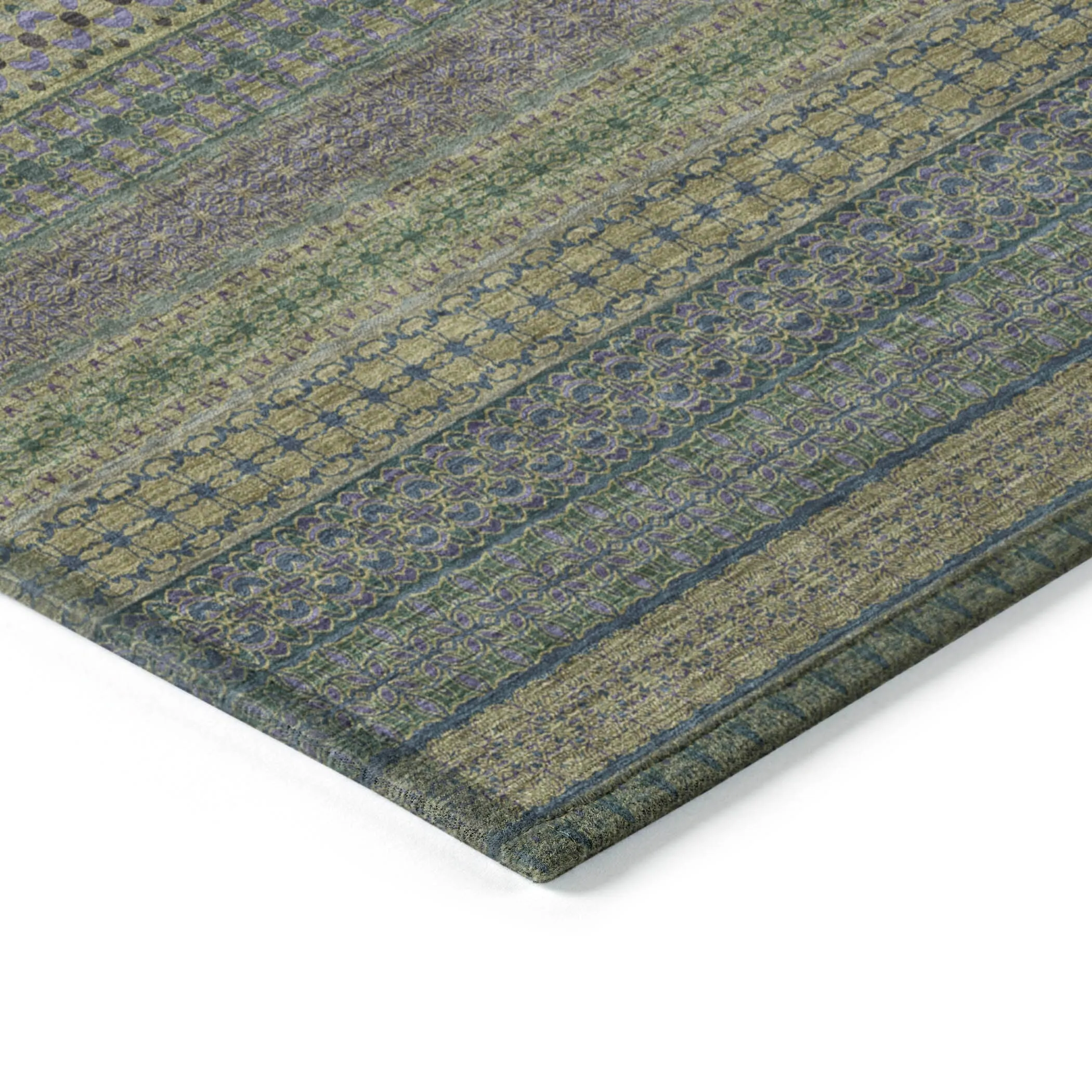 Machine Washable Indoor/ Outdoor Moroccan Stripes Chantille Rug