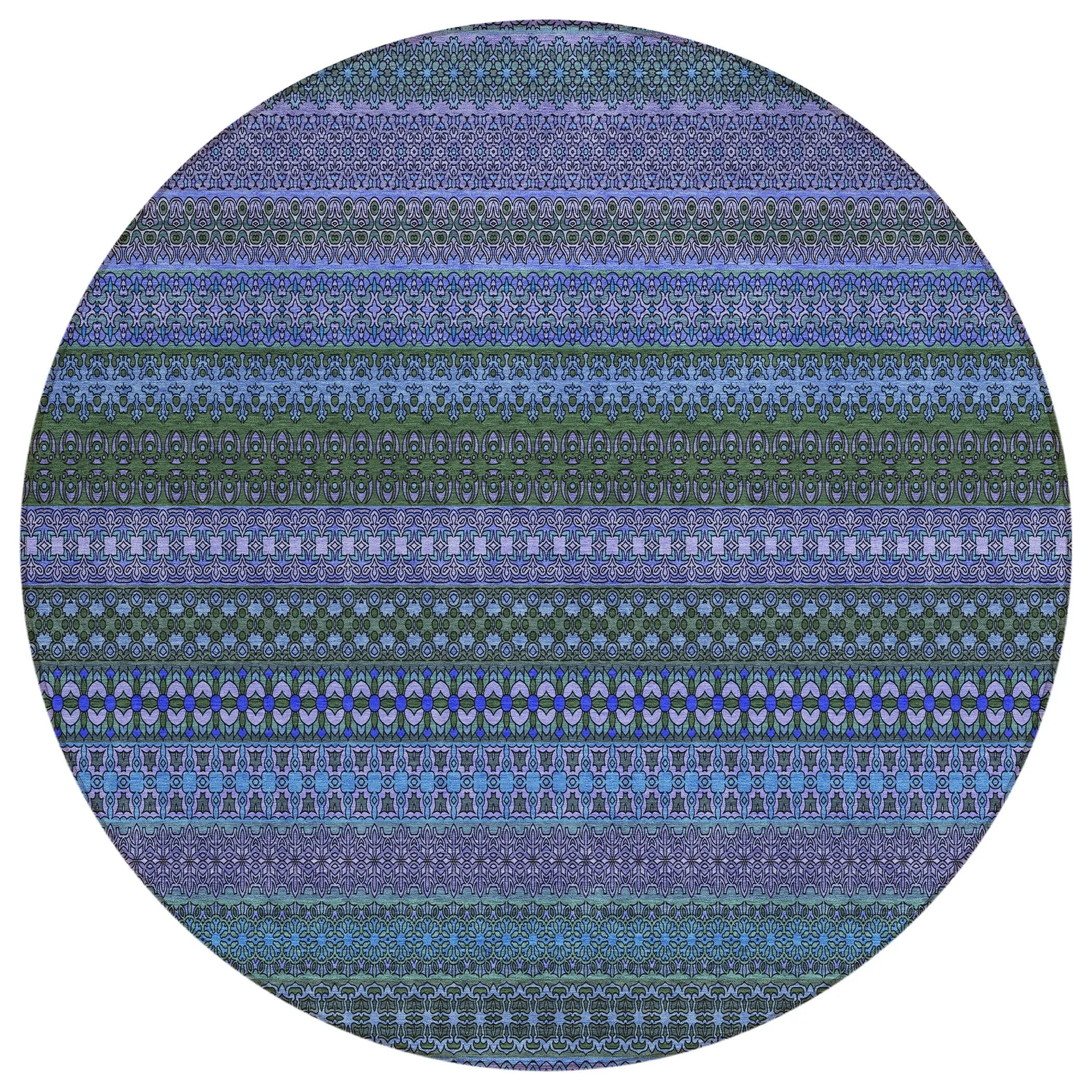 Machine Washable Indoor/ Outdoor Moroccan Stripes Chantille Rug