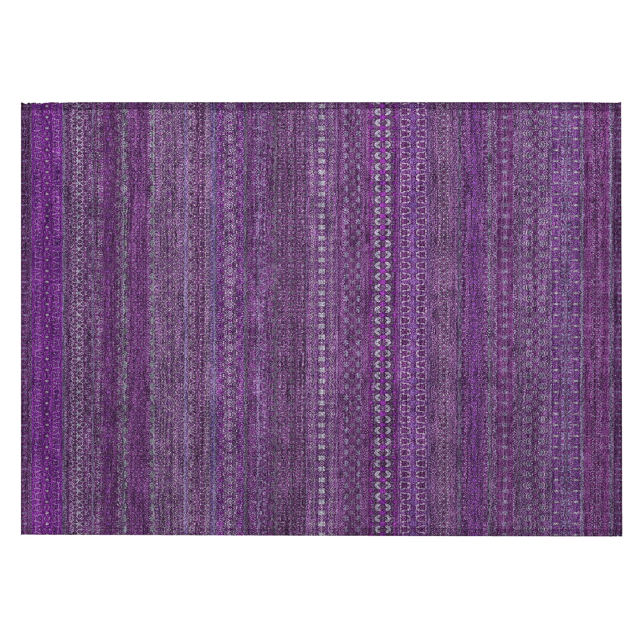 Machine Washable Indoor/ Outdoor Moroccan Stripes Chantille Rug