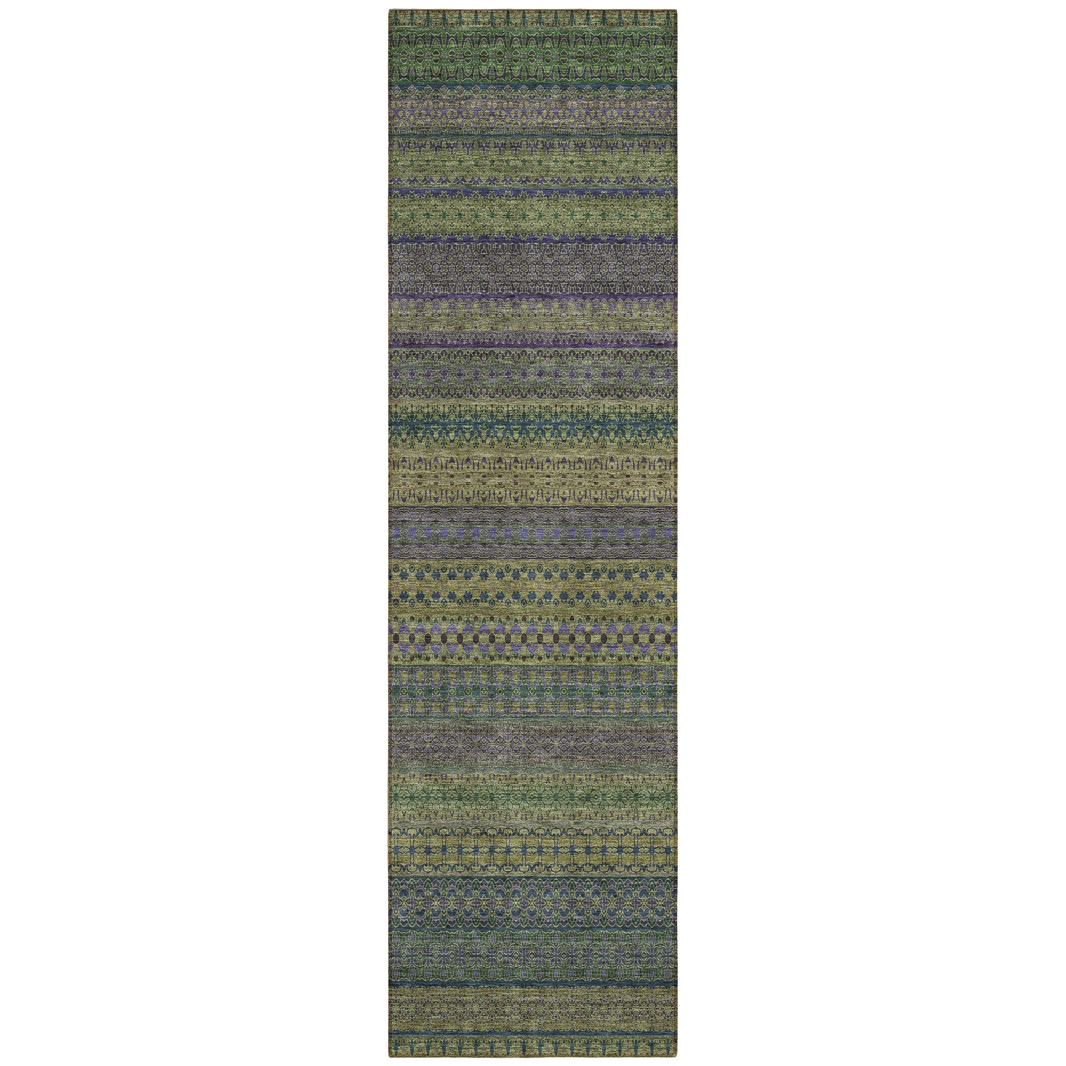 Machine Washable Indoor/ Outdoor Moroccan Stripes Chantille Rug