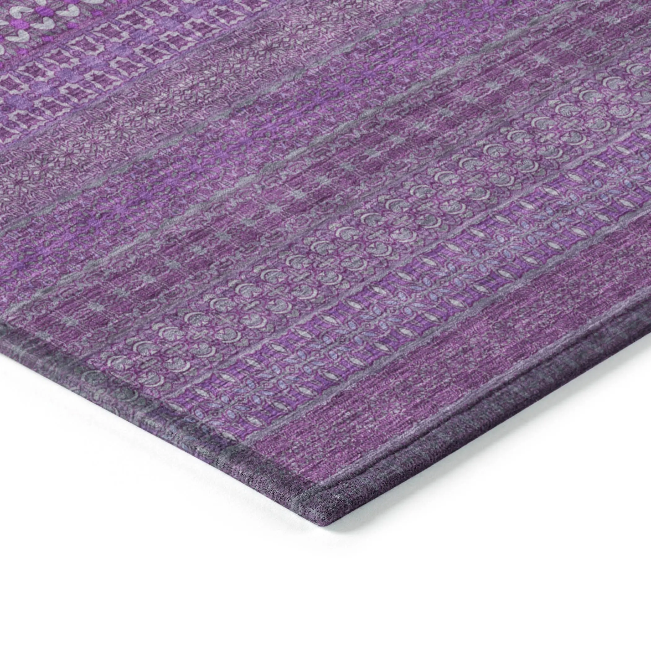 Machine Washable Indoor/ Outdoor Moroccan Stripes Chantille Rug