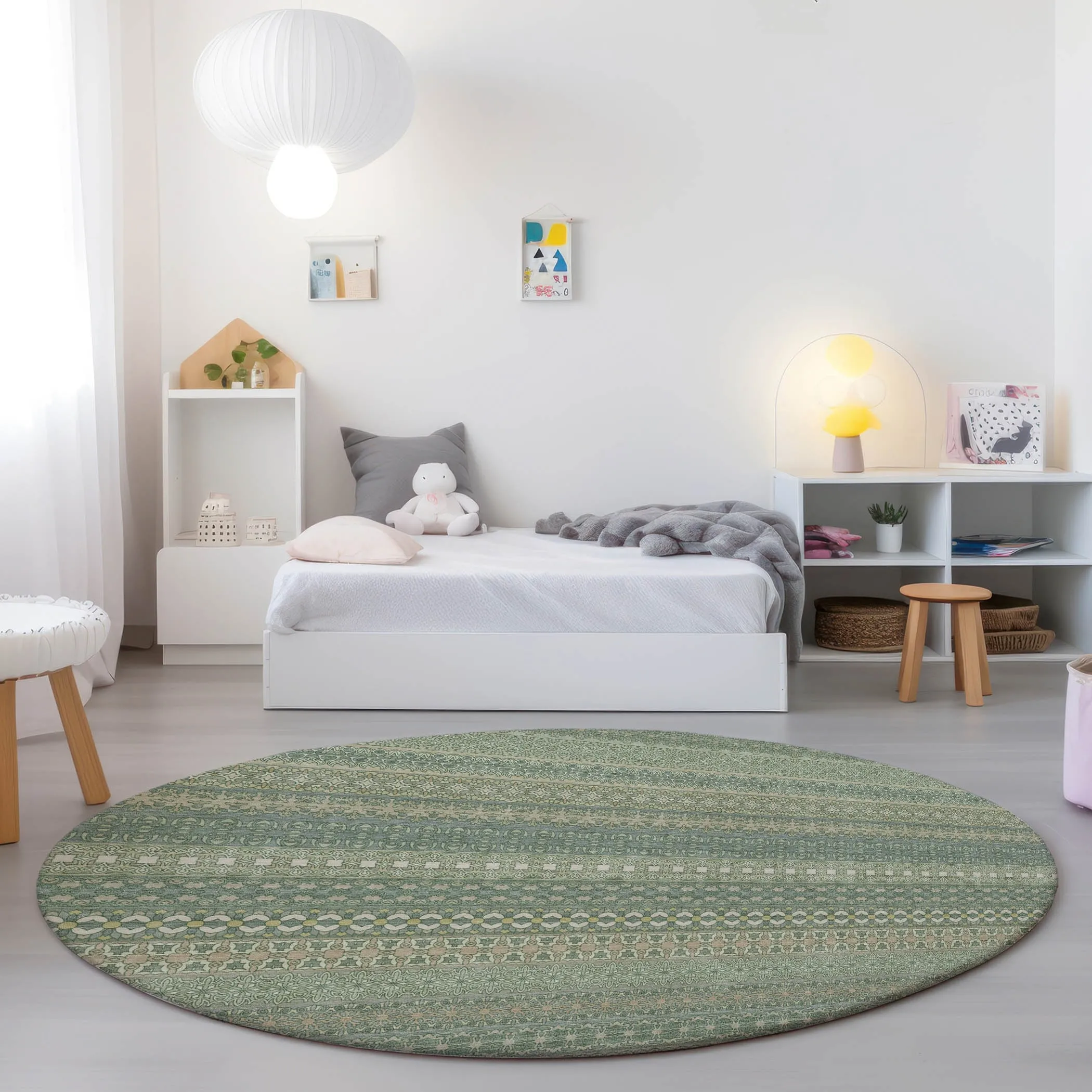 Machine Washable Indoor/ Outdoor Moroccan Stripes Chantille Rug