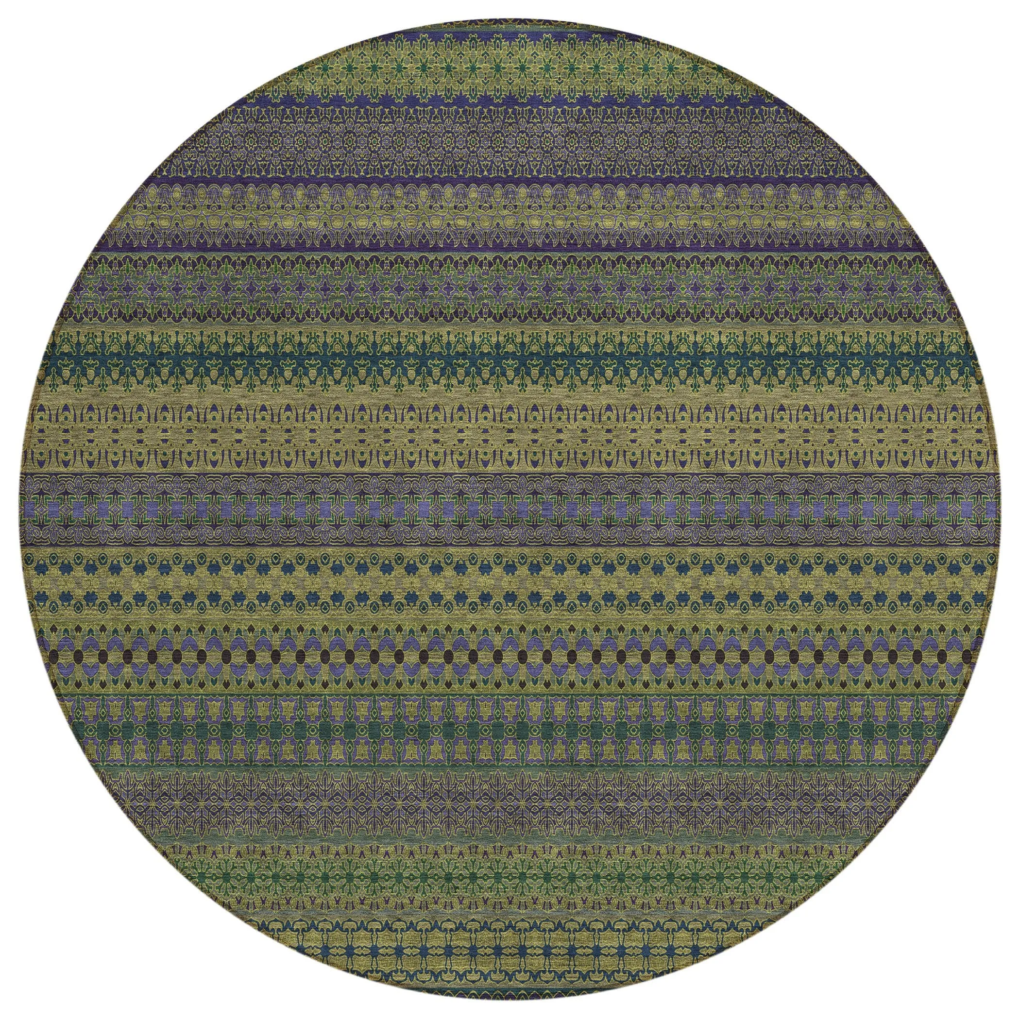 Machine Washable Indoor/ Outdoor Moroccan Stripes Chantille Rug