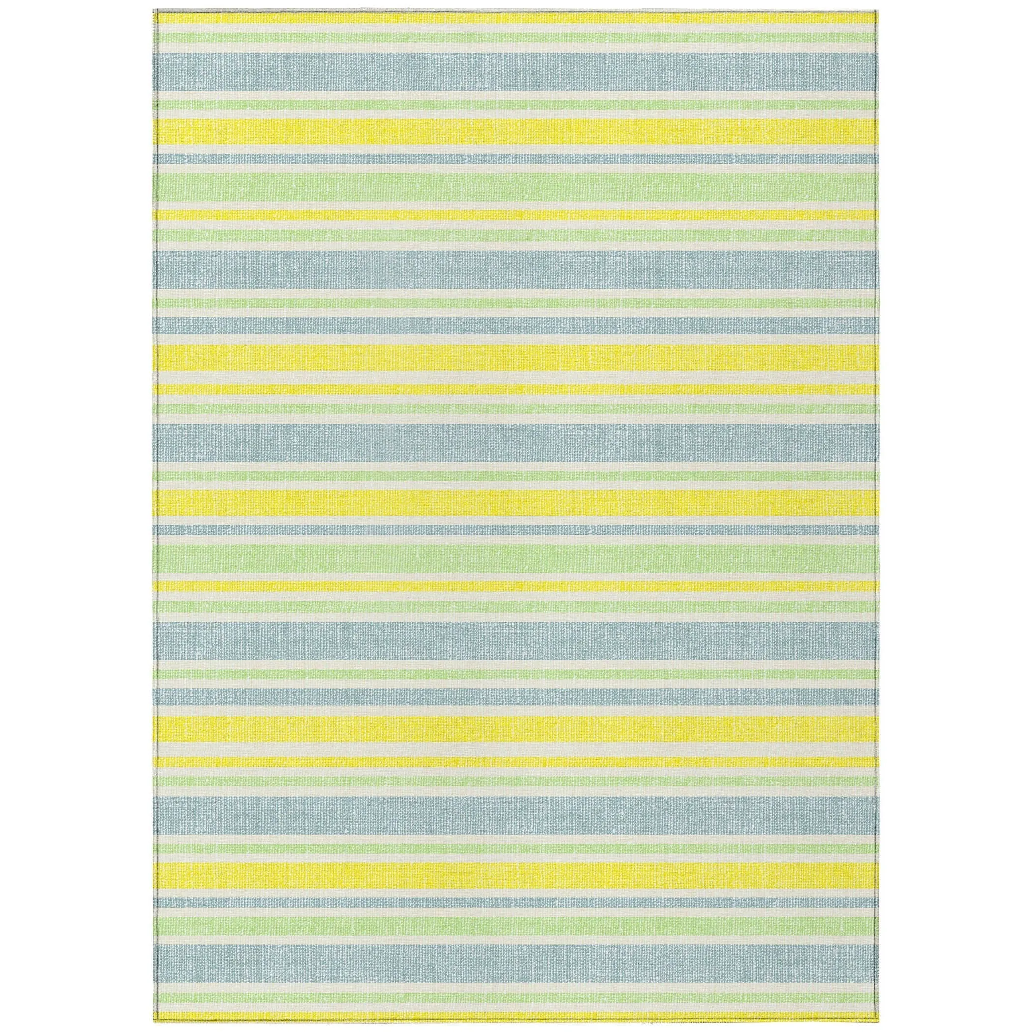 Machine Washable Indoor/ Outdoor Multi Cabana Stripe Chantille Rug