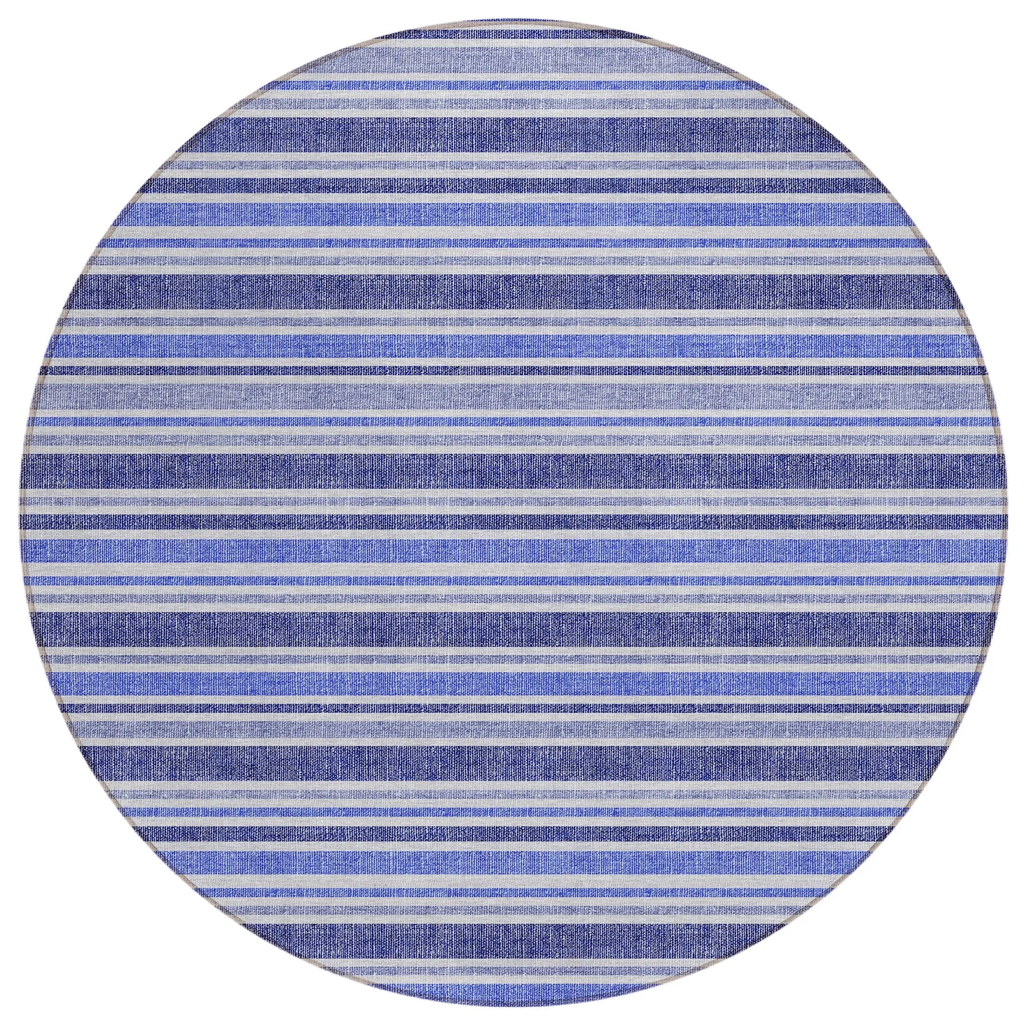 Machine Washable Indoor/ Outdoor Multi Cabana Stripe Chantille Rug