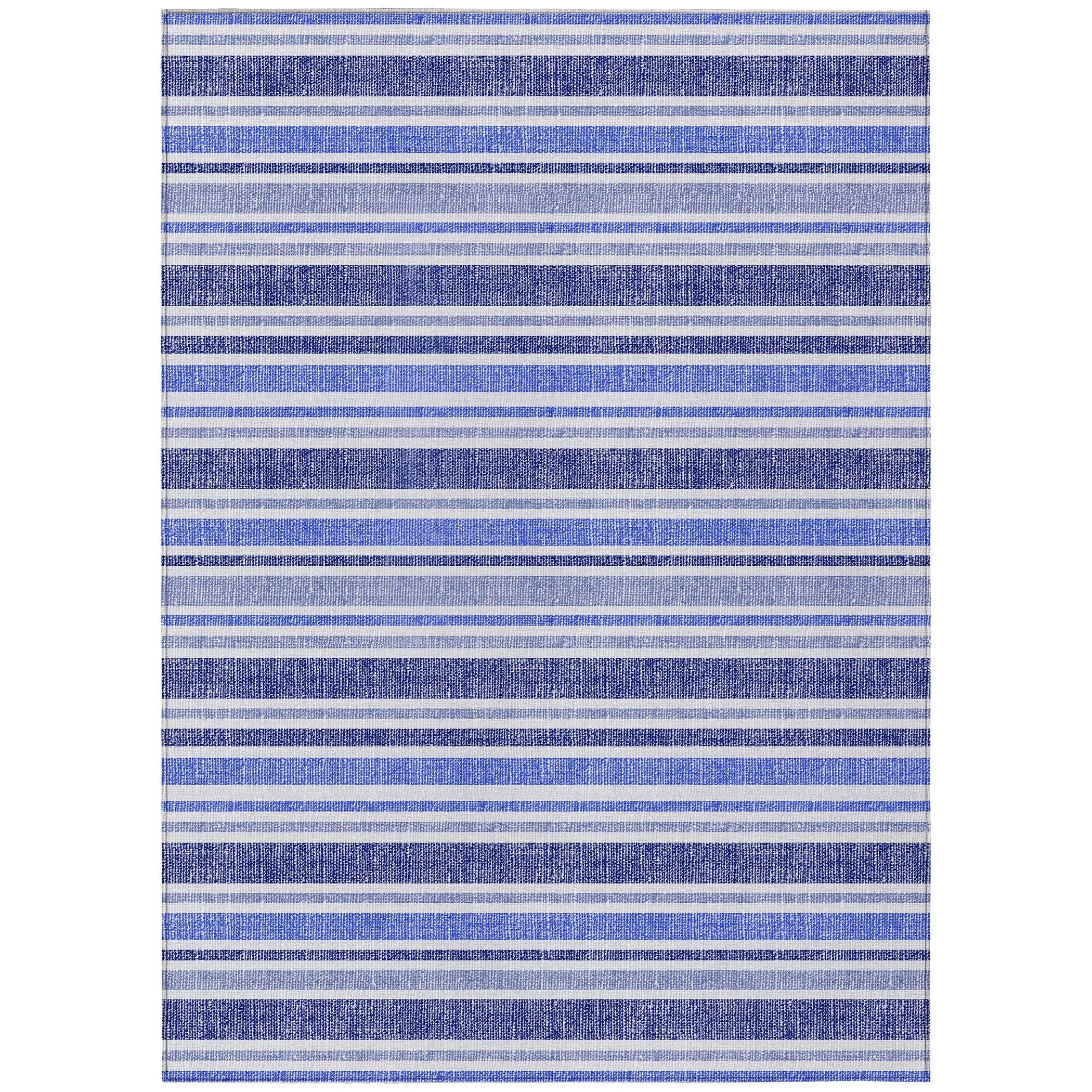 Machine Washable Indoor/ Outdoor Multi Cabana Stripe Chantille Rug