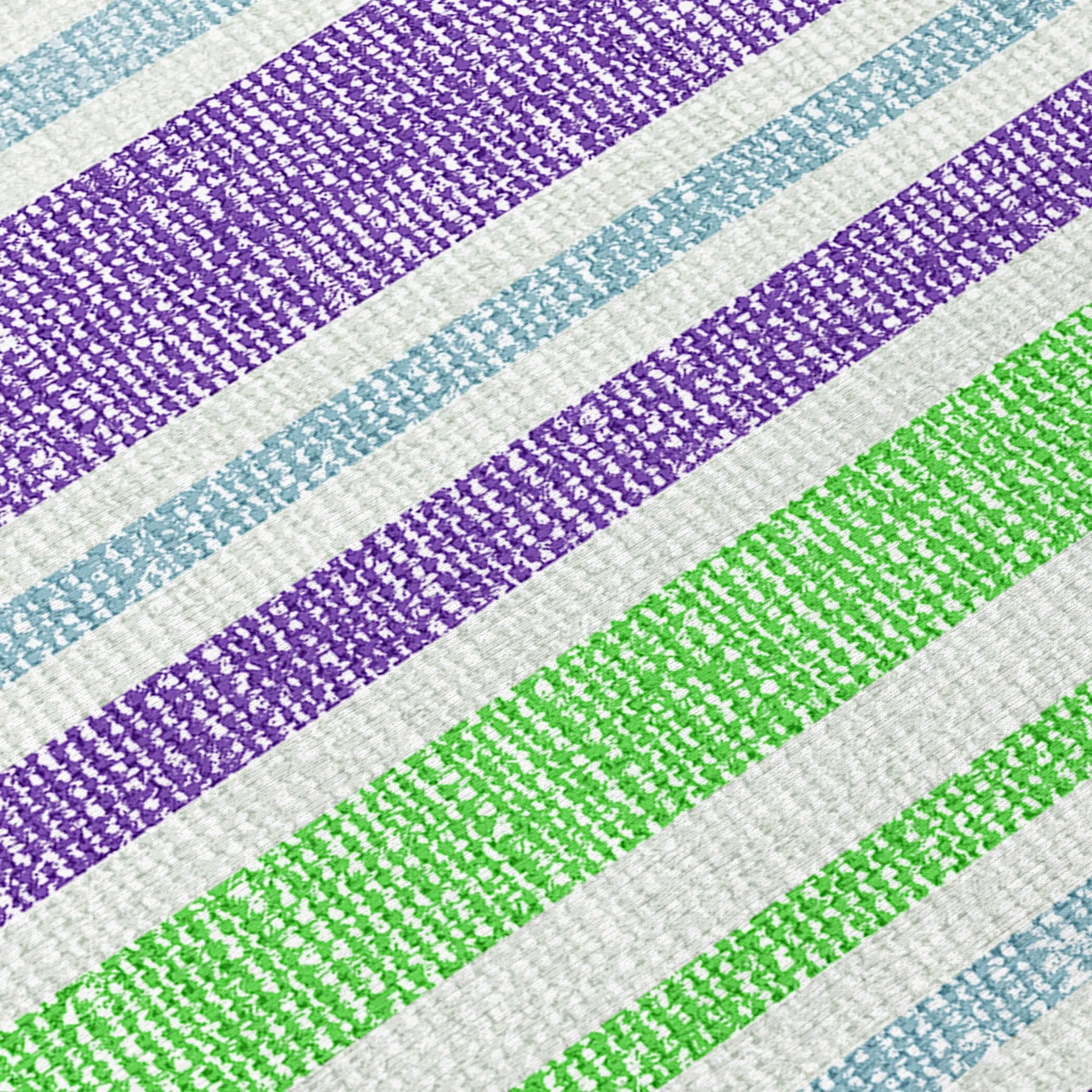 Machine Washable Indoor/ Outdoor Multi Cabana Stripe Chantille Rug