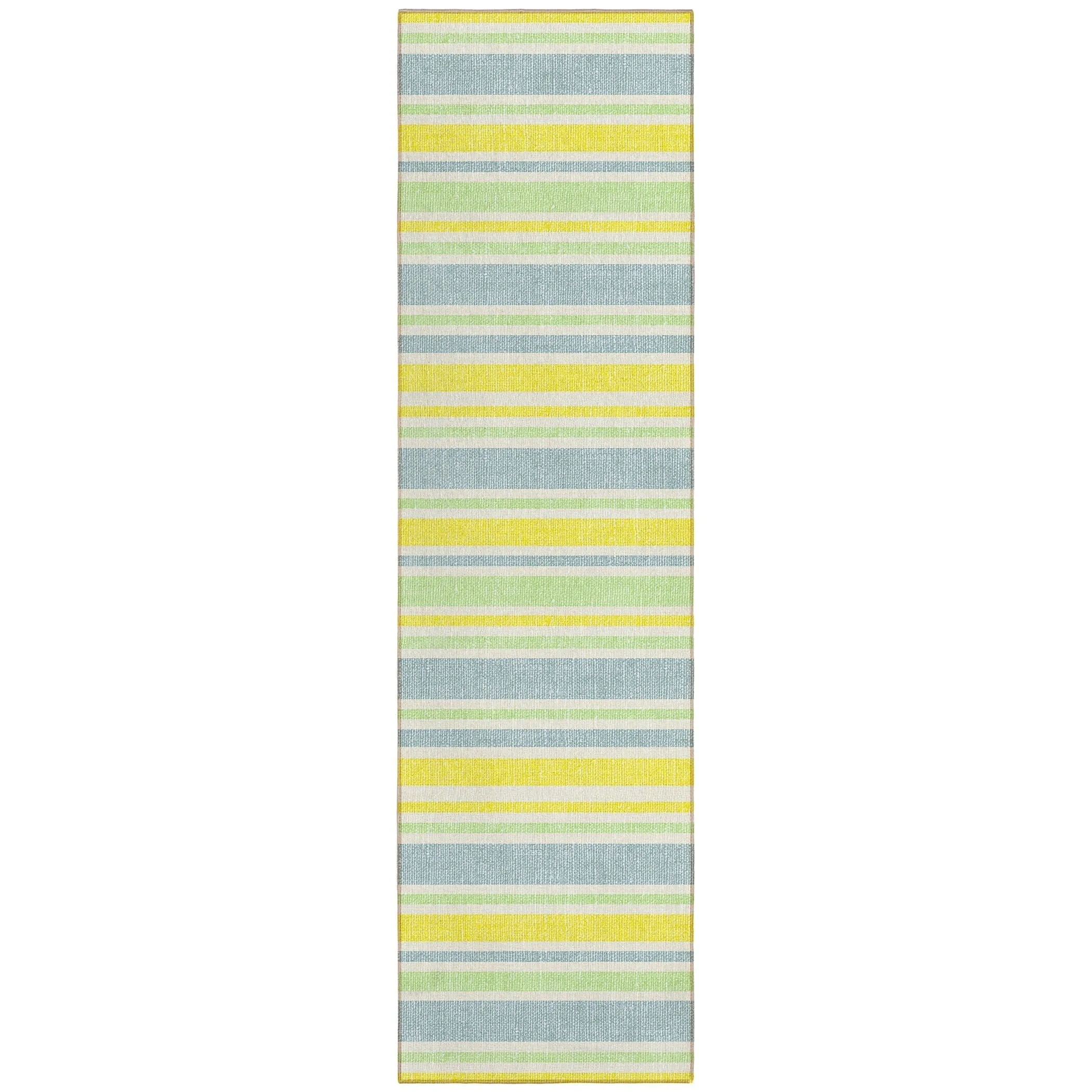 Machine Washable Indoor/ Outdoor Multi Cabana Stripe Chantille Rug