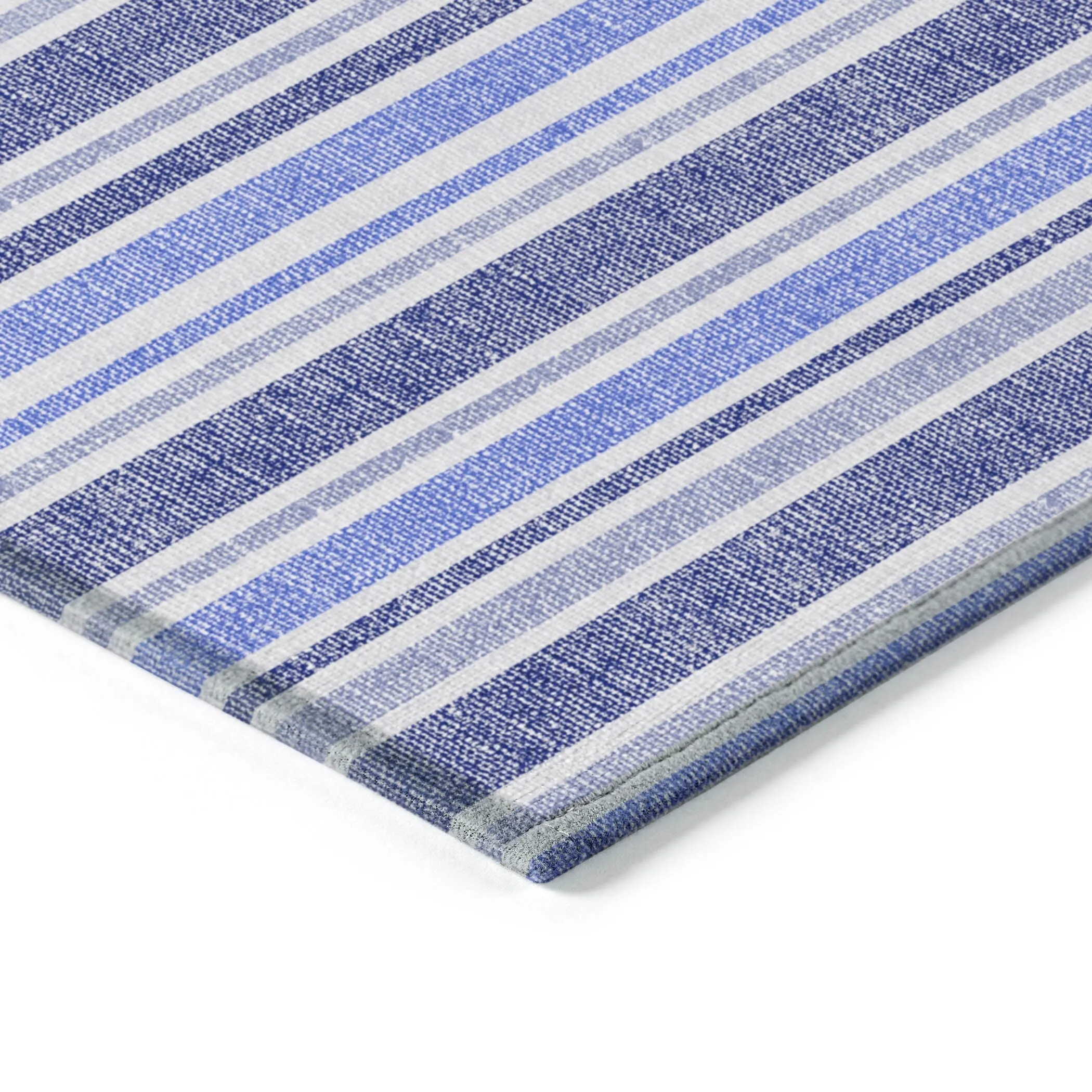 Machine Washable Indoor/ Outdoor Multi Cabana Stripe Chantille Rug