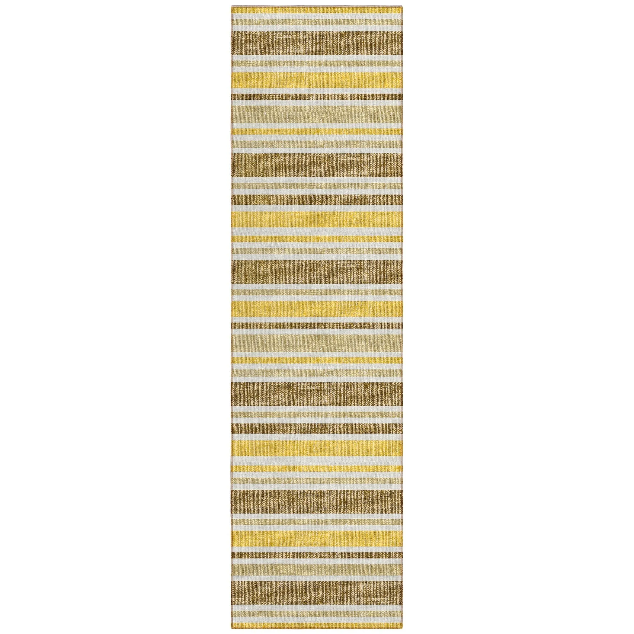 Machine Washable Indoor/ Outdoor Multi Cabana Stripe Chantille Rug