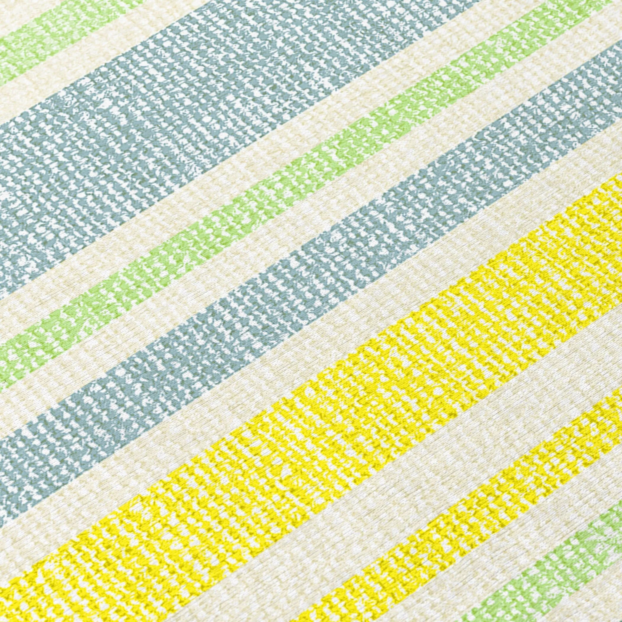 Machine Washable Indoor/ Outdoor Multi Cabana Stripe Chantille Rug