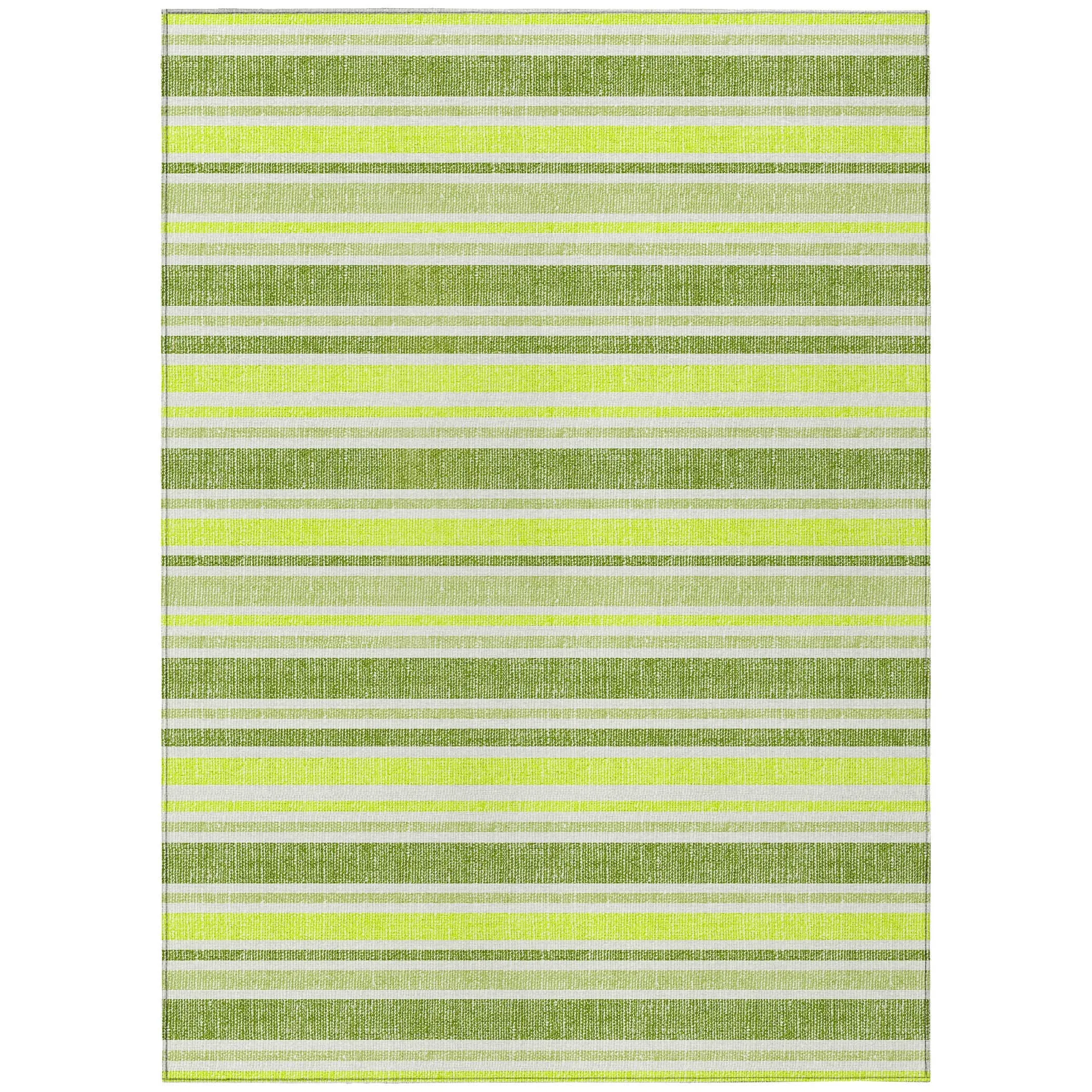 Machine Washable Indoor/ Outdoor Multi Cabana Stripe Chantille Rug