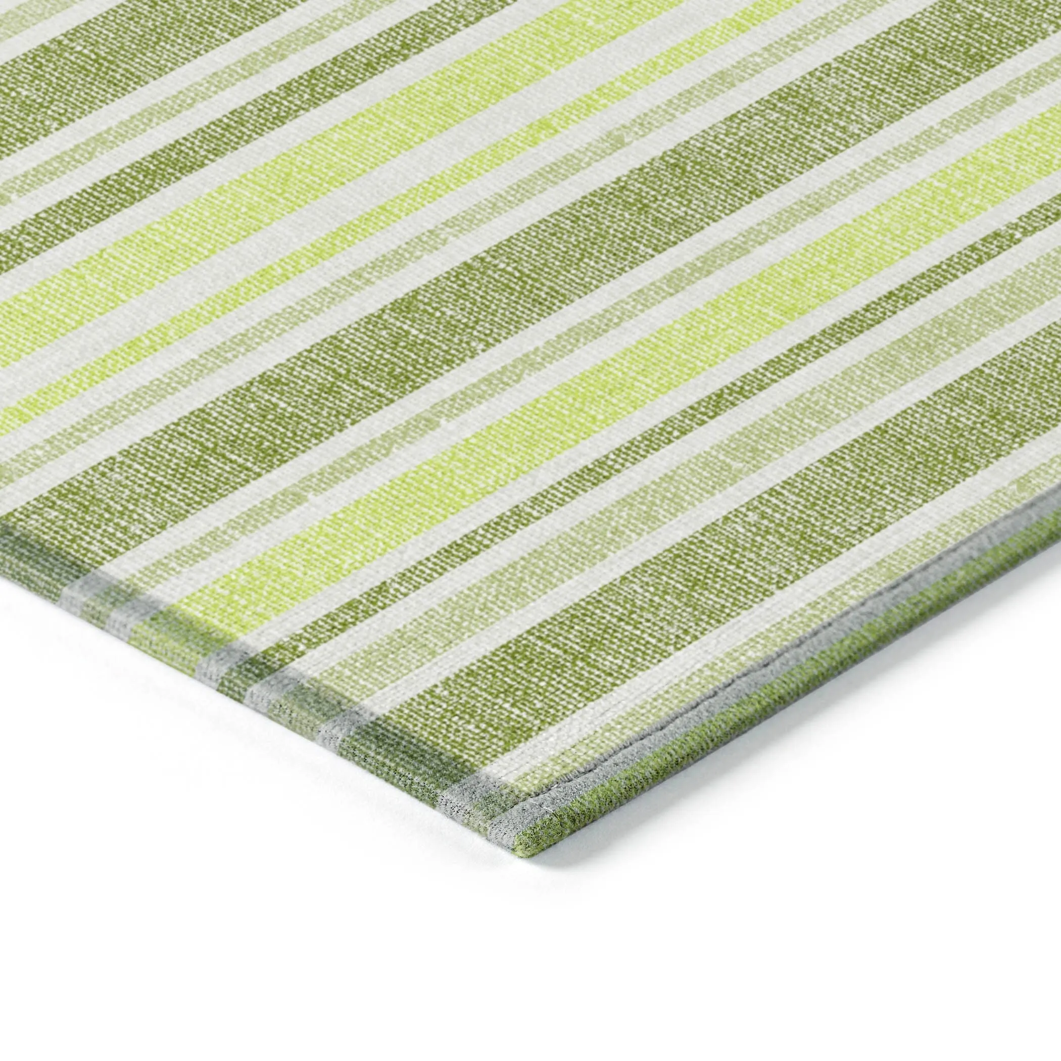 Machine Washable Indoor/ Outdoor Multi Cabana Stripe Chantille Rug