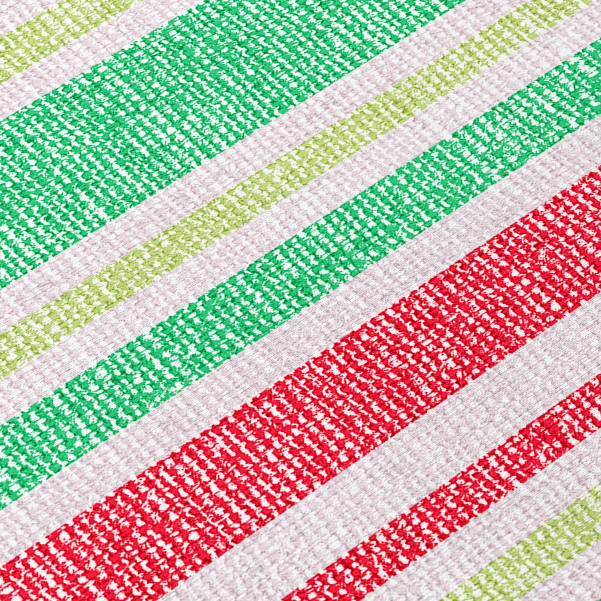 Machine Washable Indoor/ Outdoor Multi Cabana Stripe Chantille Rug