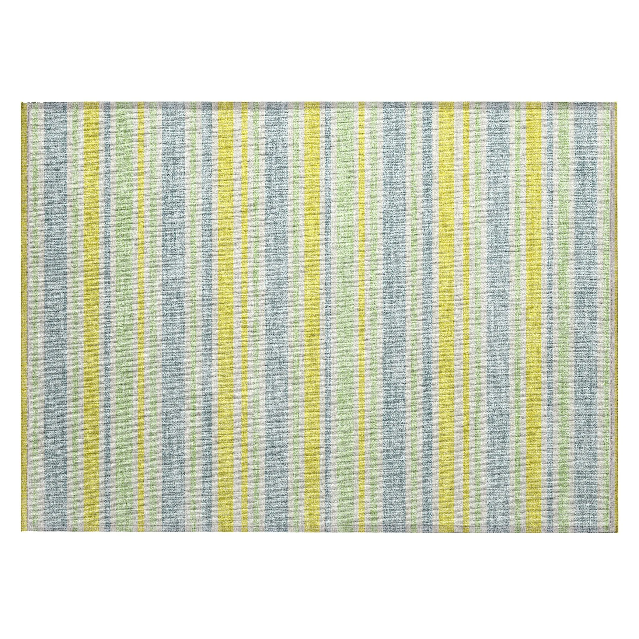 Machine Washable Indoor/ Outdoor Multi Cabana Stripe Chantille Rug