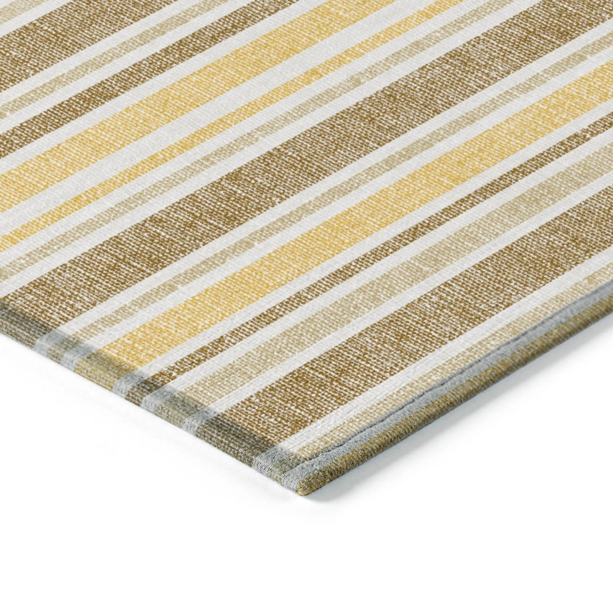 Machine Washable Indoor/ Outdoor Multi Cabana Stripe Chantille Rug