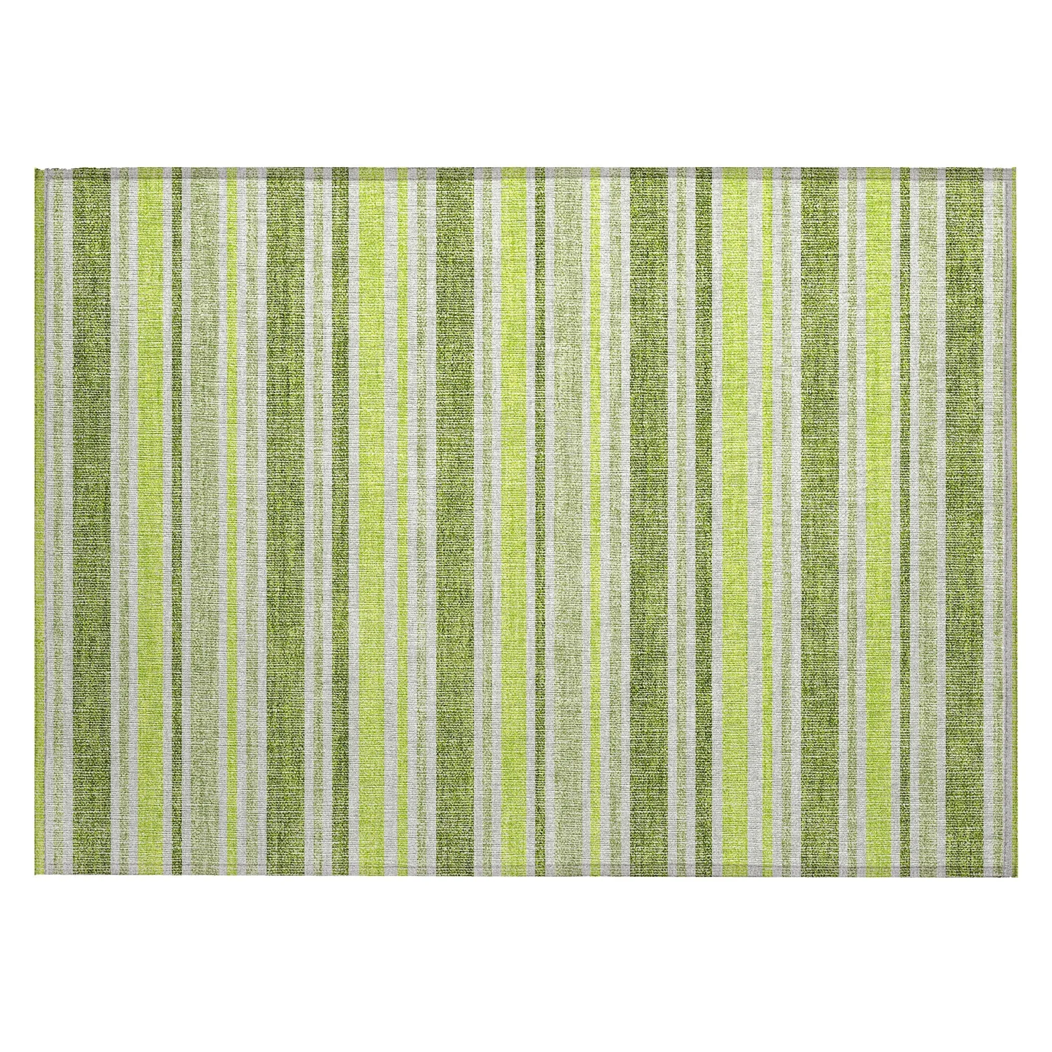 Machine Washable Indoor/ Outdoor Multi Cabana Stripe Chantille Rug