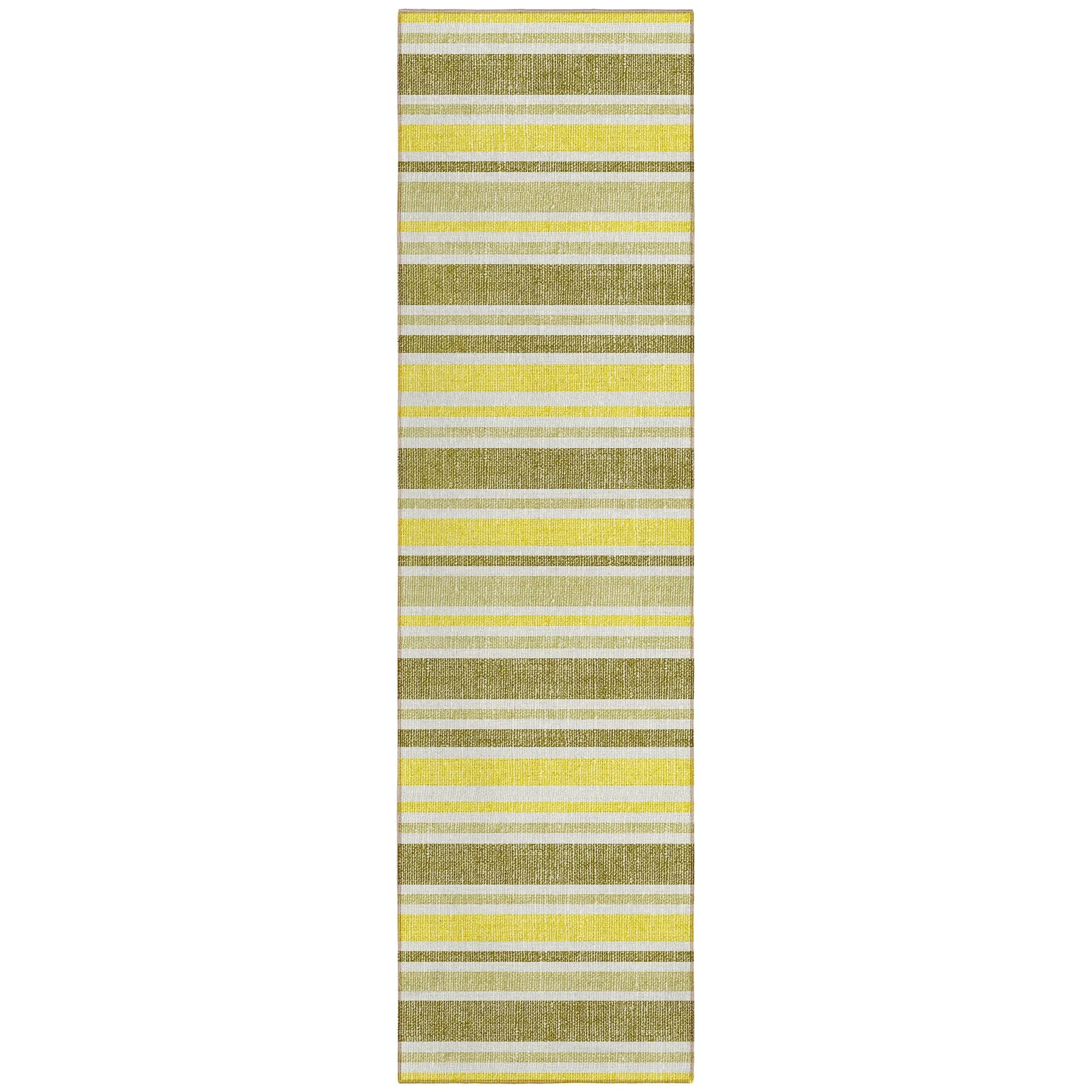 Machine Washable Indoor/ Outdoor Multi Cabana Stripe Chantille Rug