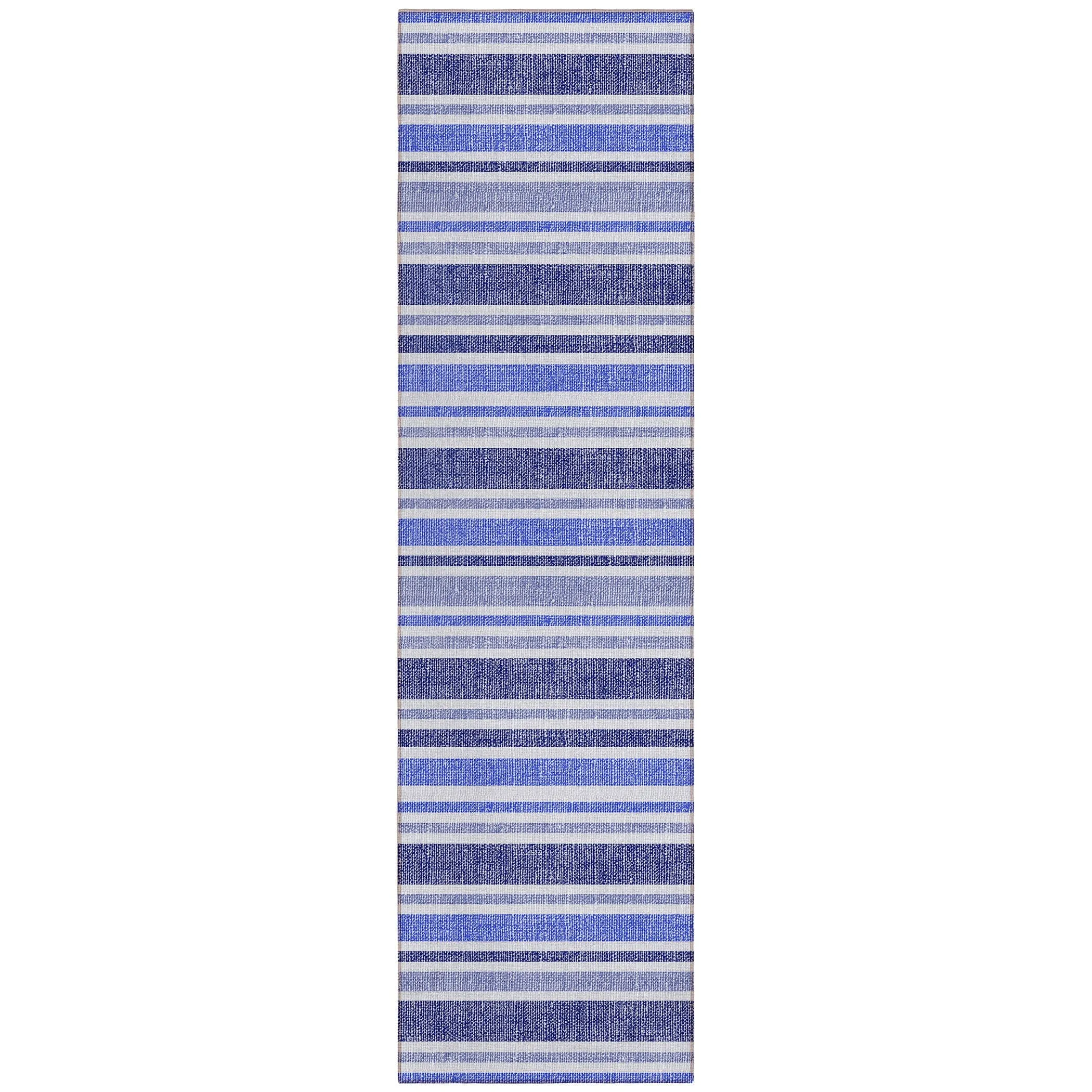 Machine Washable Indoor/ Outdoor Multi Cabana Stripe Chantille Rug
