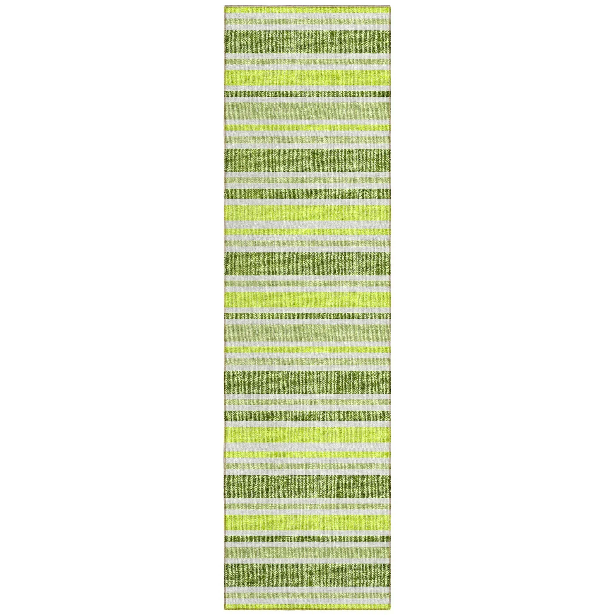 Machine Washable Indoor/ Outdoor Multi Cabana Stripe Chantille Rug