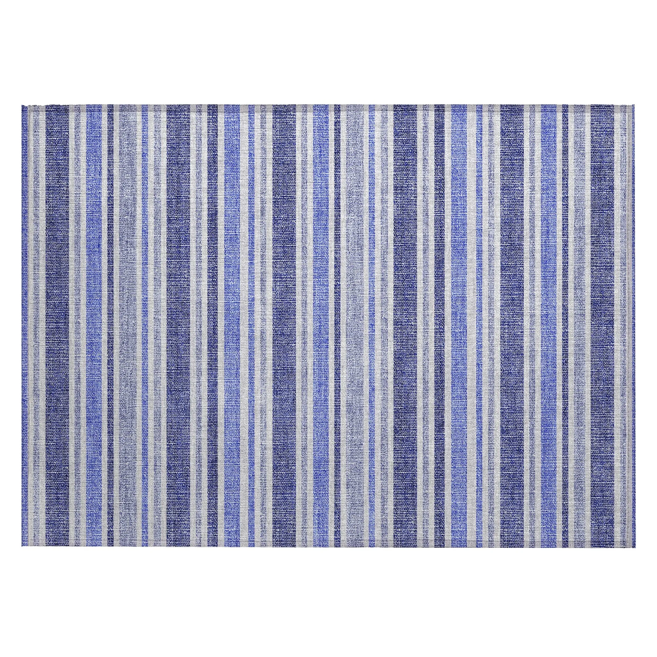Machine Washable Indoor/ Outdoor Multi Cabana Stripe Chantille Rug