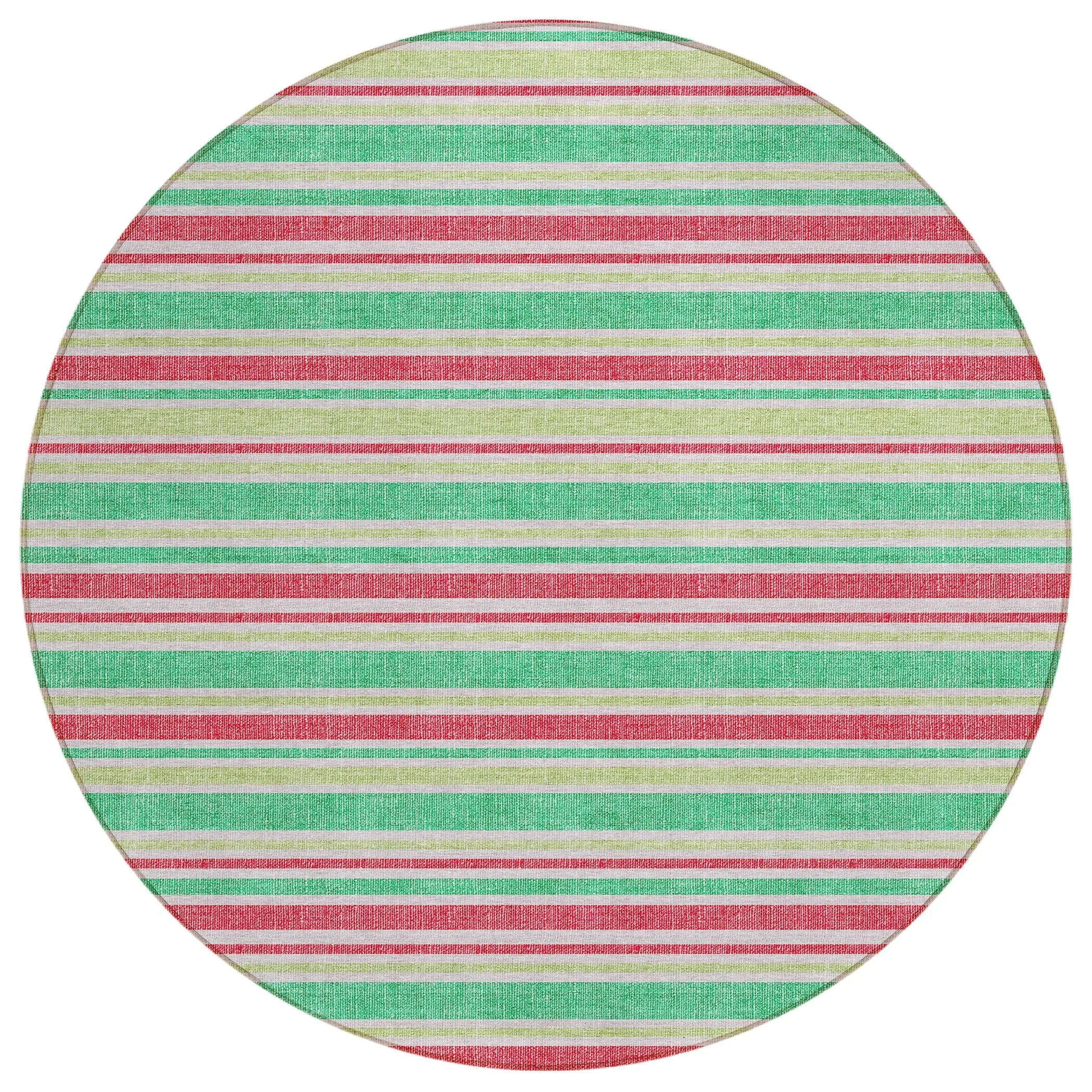 Machine Washable Indoor/ Outdoor Multi Cabana Stripe Chantille Rug