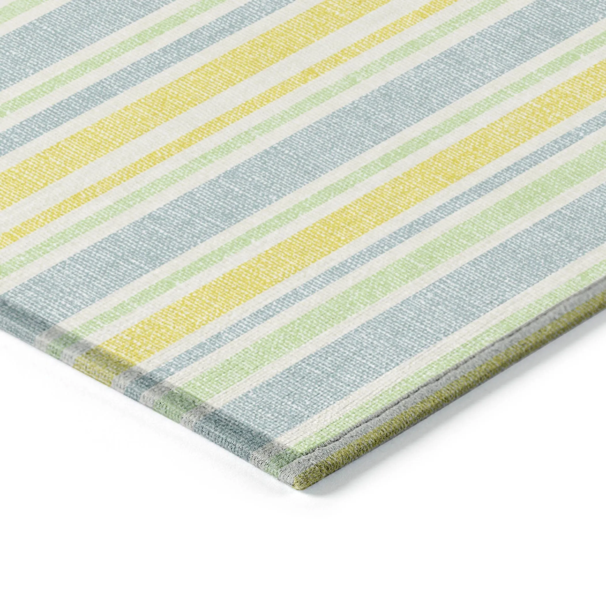 Machine Washable Indoor/ Outdoor Multi Cabana Stripe Chantille Rug