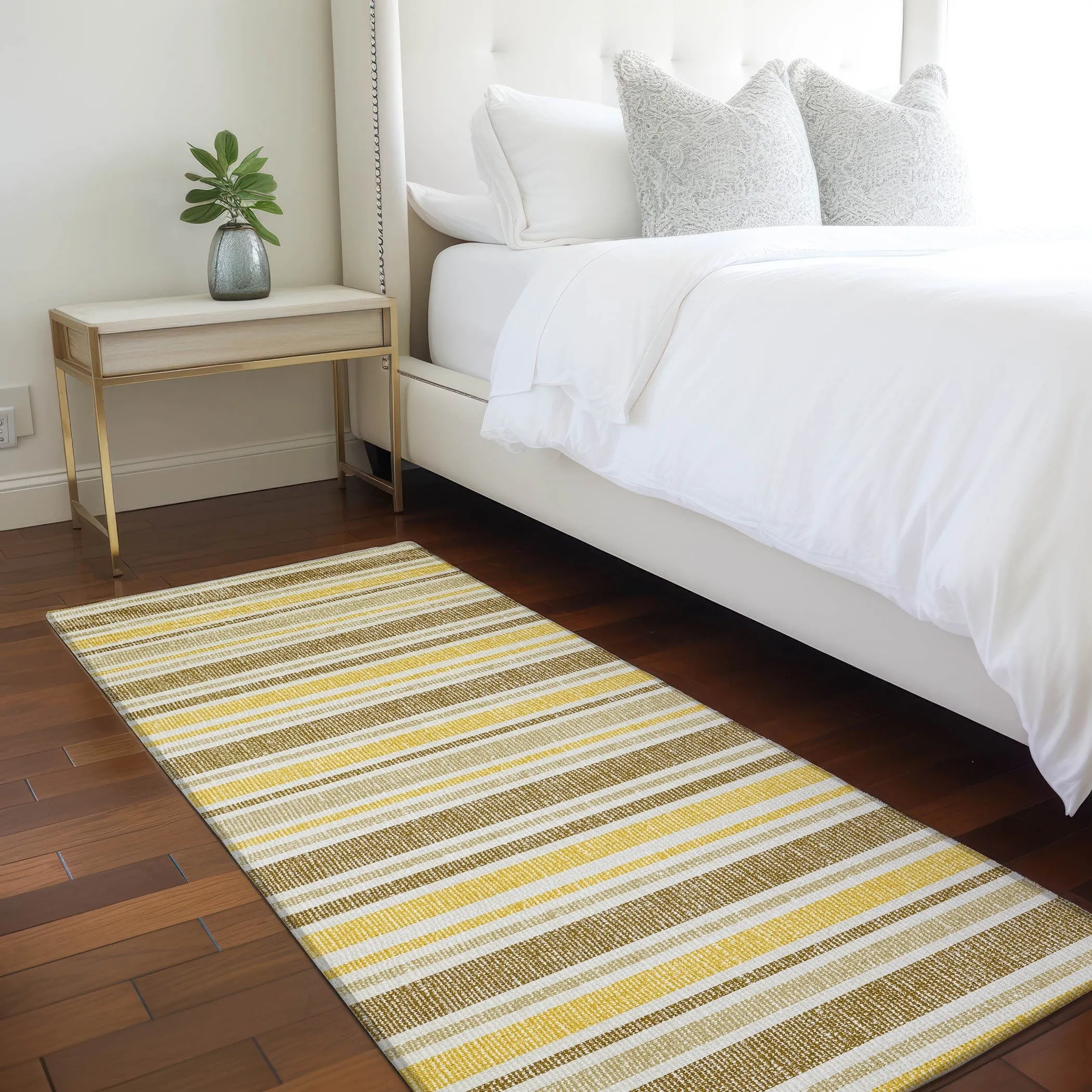 Machine Washable Indoor/ Outdoor Multi Cabana Stripe Chantille Rug