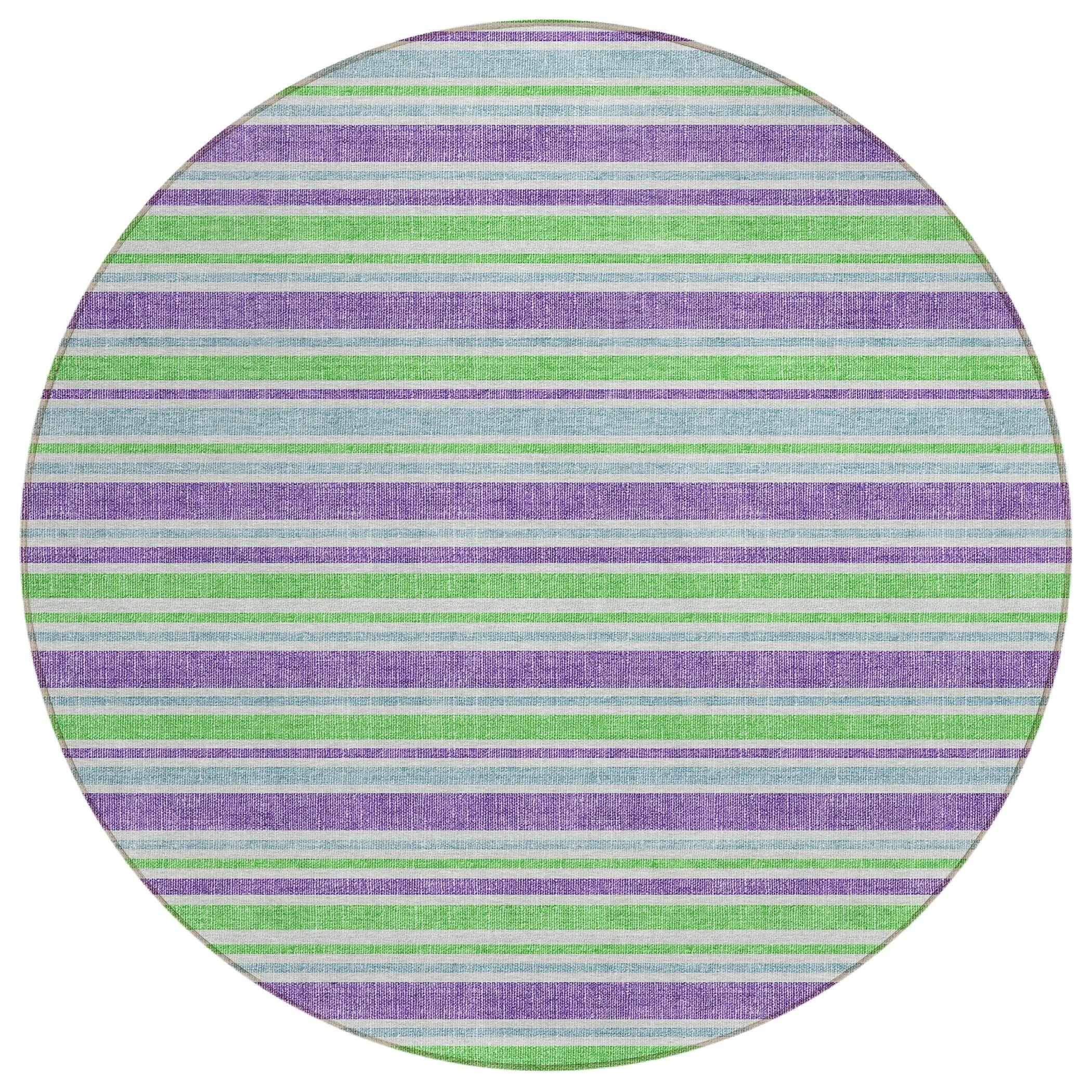 Machine Washable Indoor/ Outdoor Multi Cabana Stripe Chantille Rug