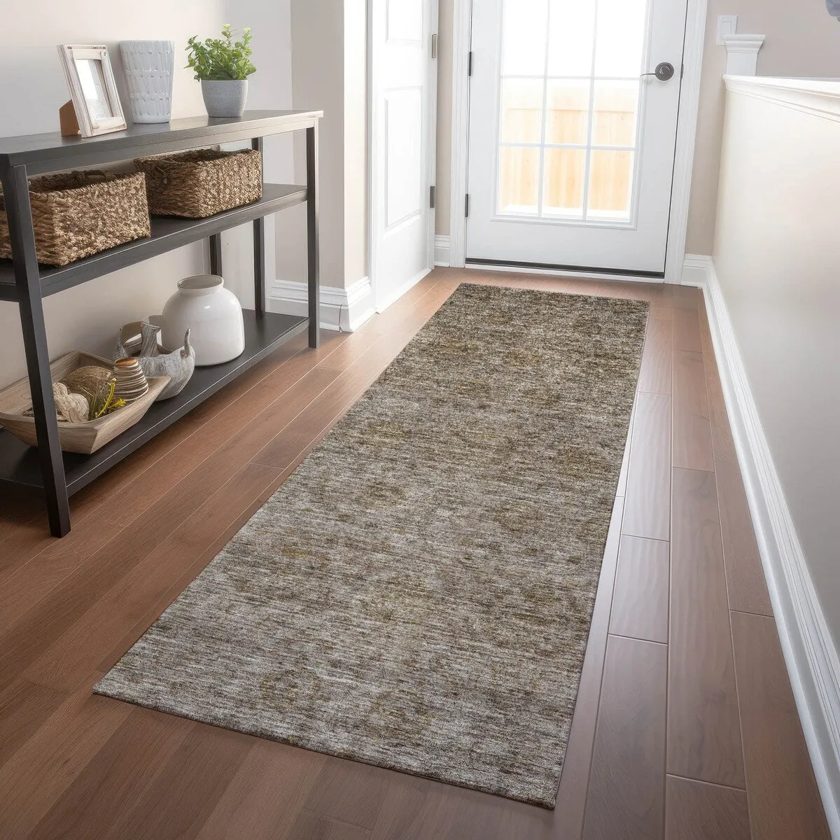 Machine Washable Indoor/ Outdoor Ombre Damask Chantille Rug