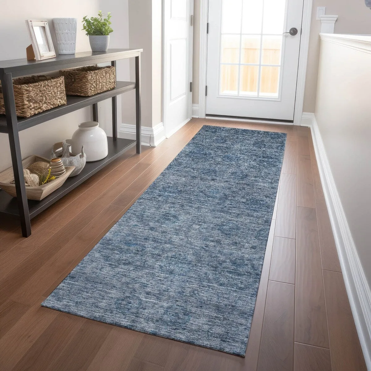 Machine Washable Indoor/ Outdoor Ombre Damask Chantille Rug