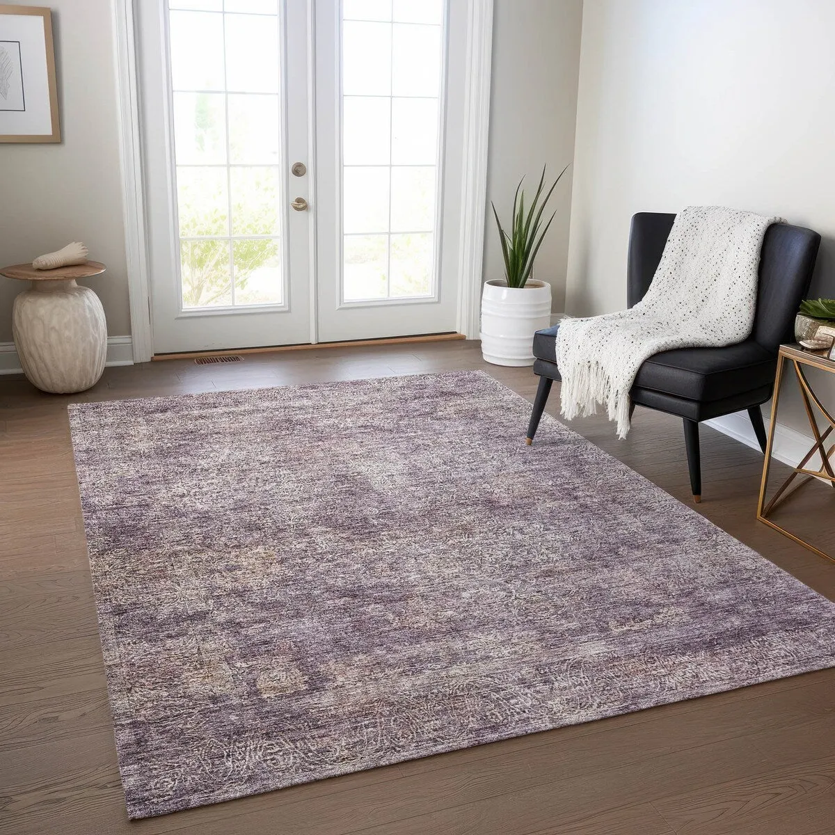 Machine Washable Indoor/ Outdoor Ombre Paisley Chantille Rug
