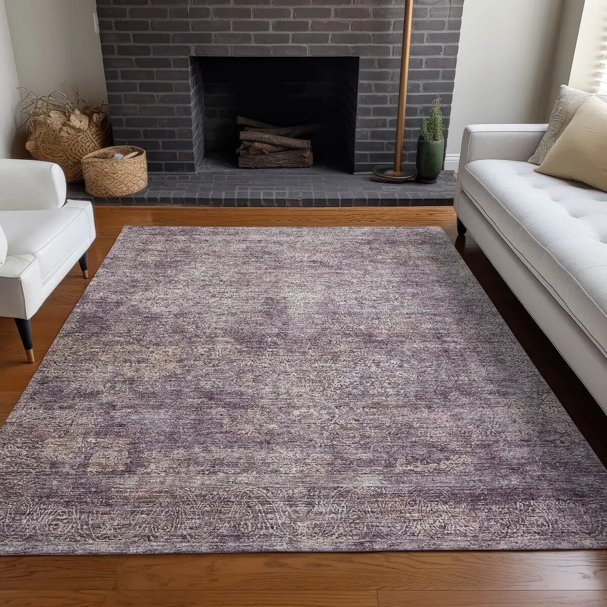 Machine Washable Indoor/ Outdoor Ombre Paisley Chantille Rug