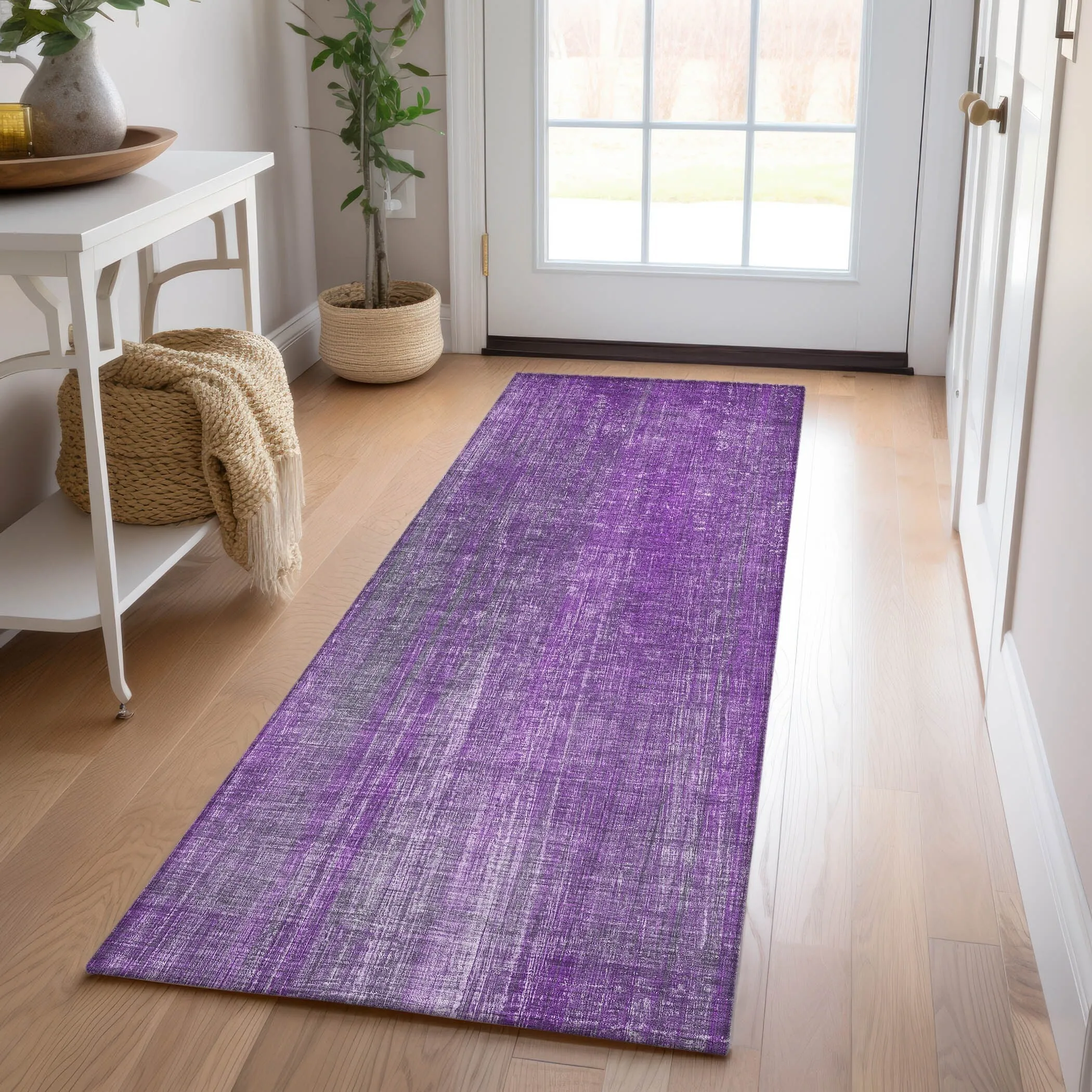 Machine Washable Indoor/ Outdoor Ombre Solid Chantille Rug