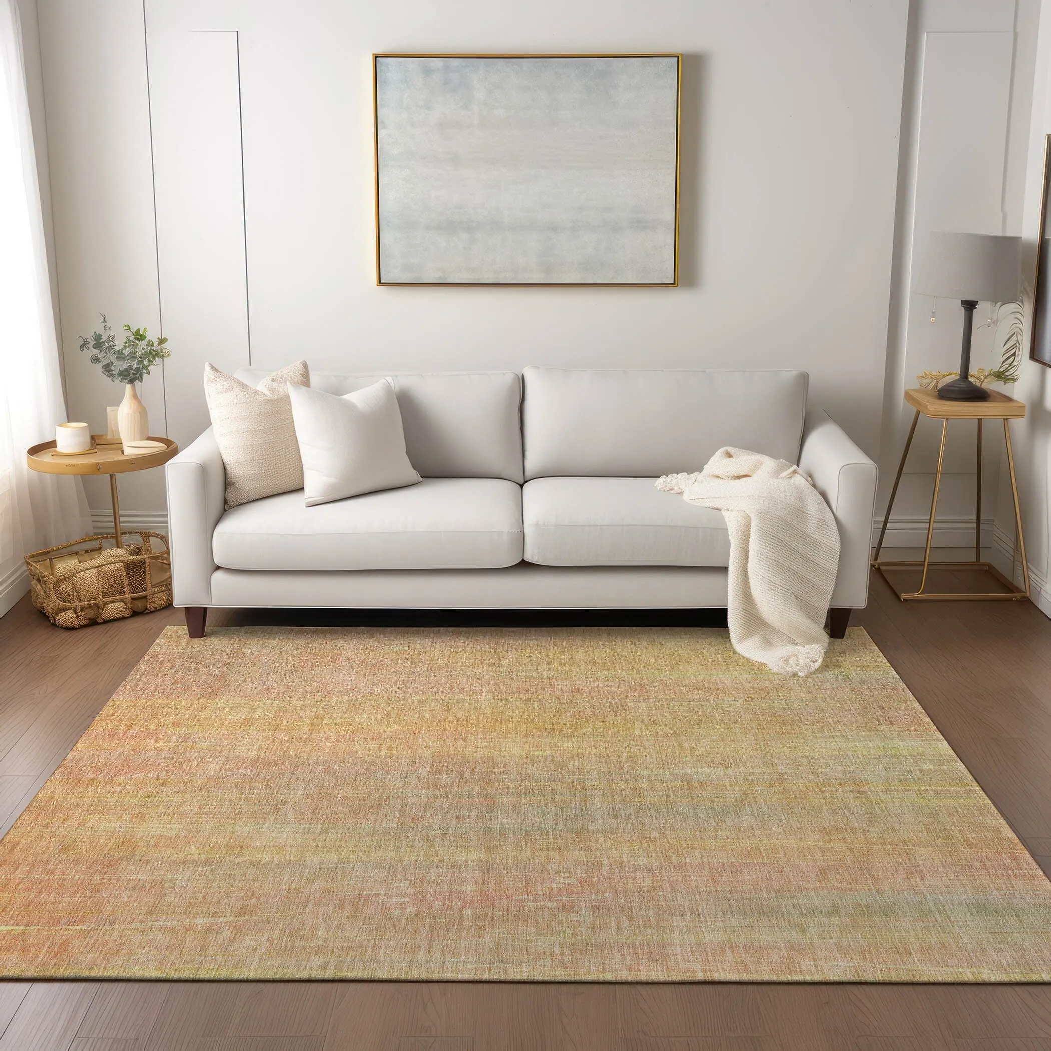Machine Washable Indoor/ Outdoor Ombre Solid Chantille Rug