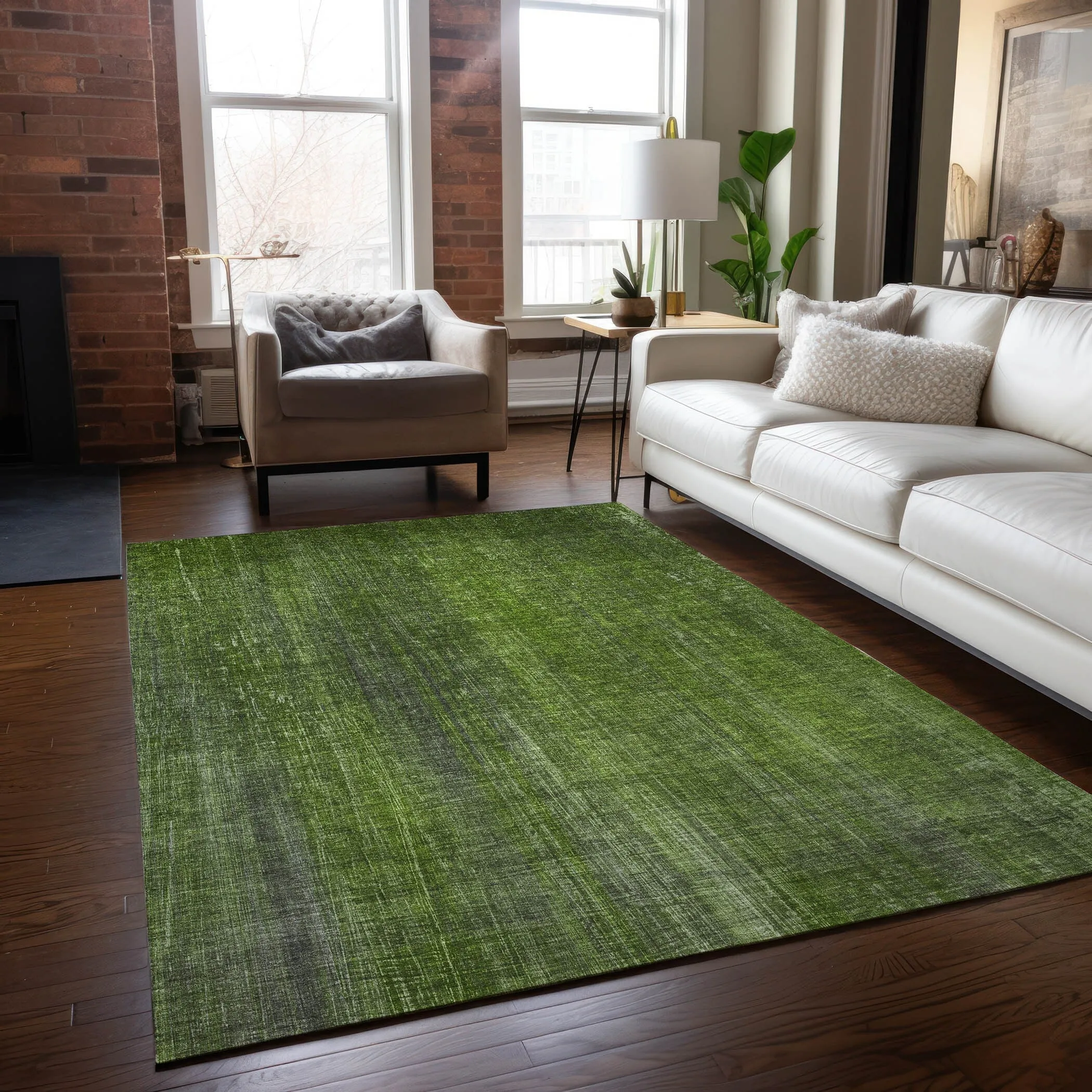 Machine Washable Indoor/ Outdoor Ombre Solid Chantille Rug