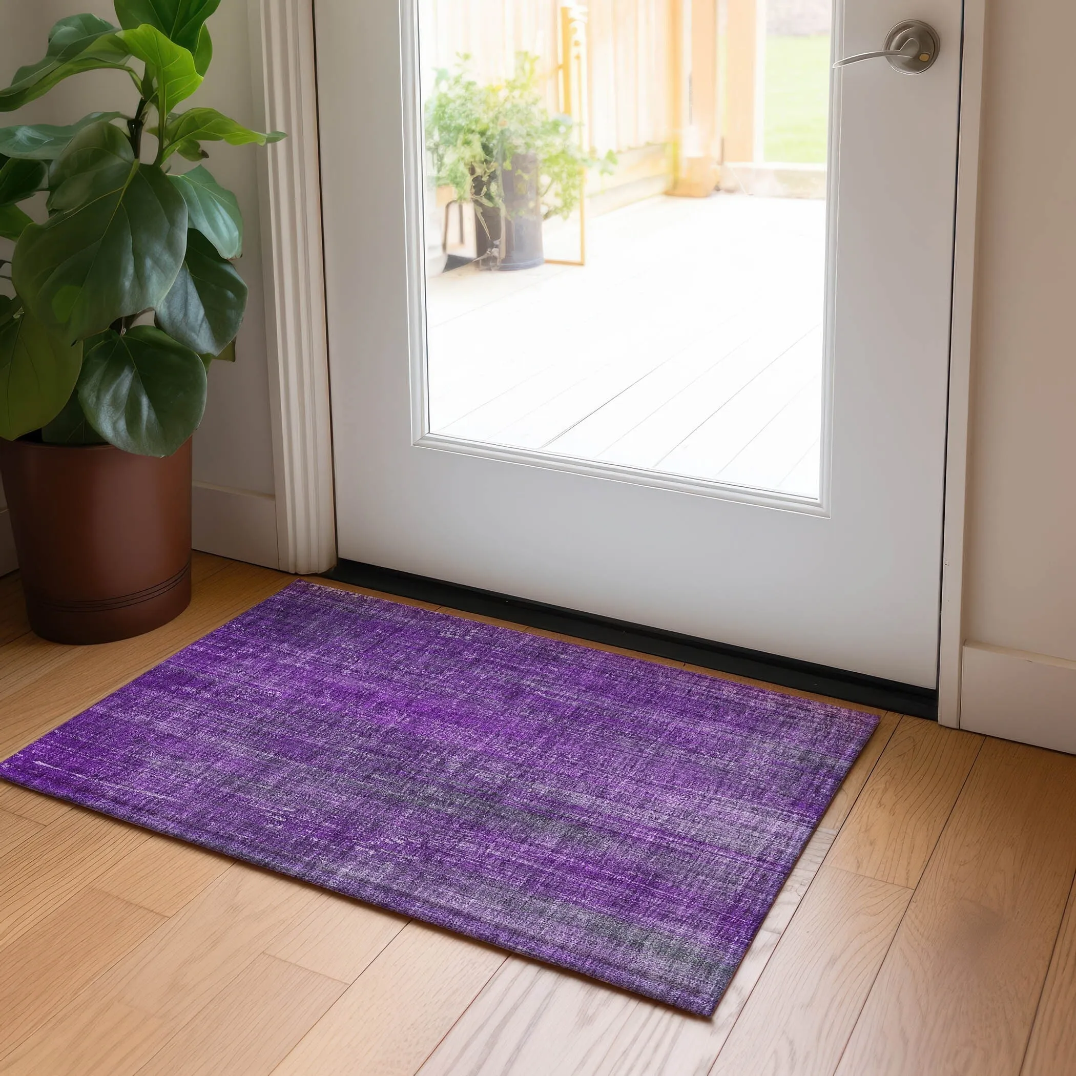 Machine Washable Indoor/ Outdoor Ombre Solid Chantille Rug