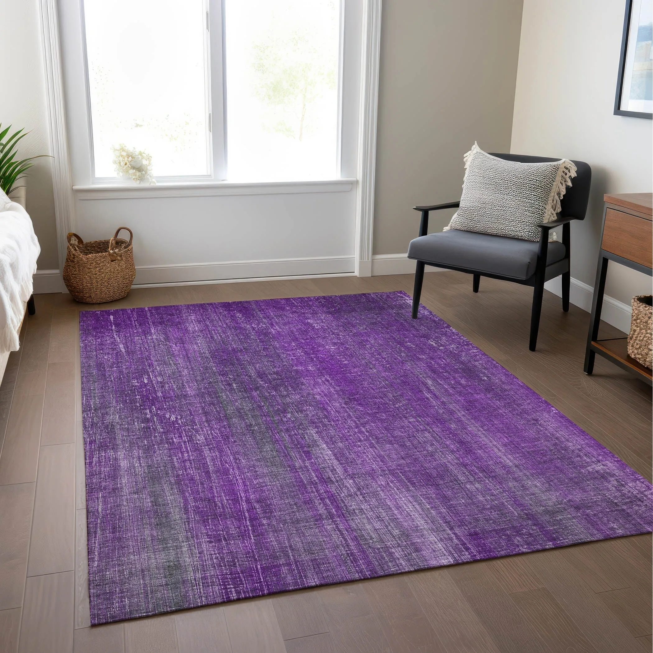 Machine Washable Indoor/ Outdoor Ombre Solid Chantille Rug