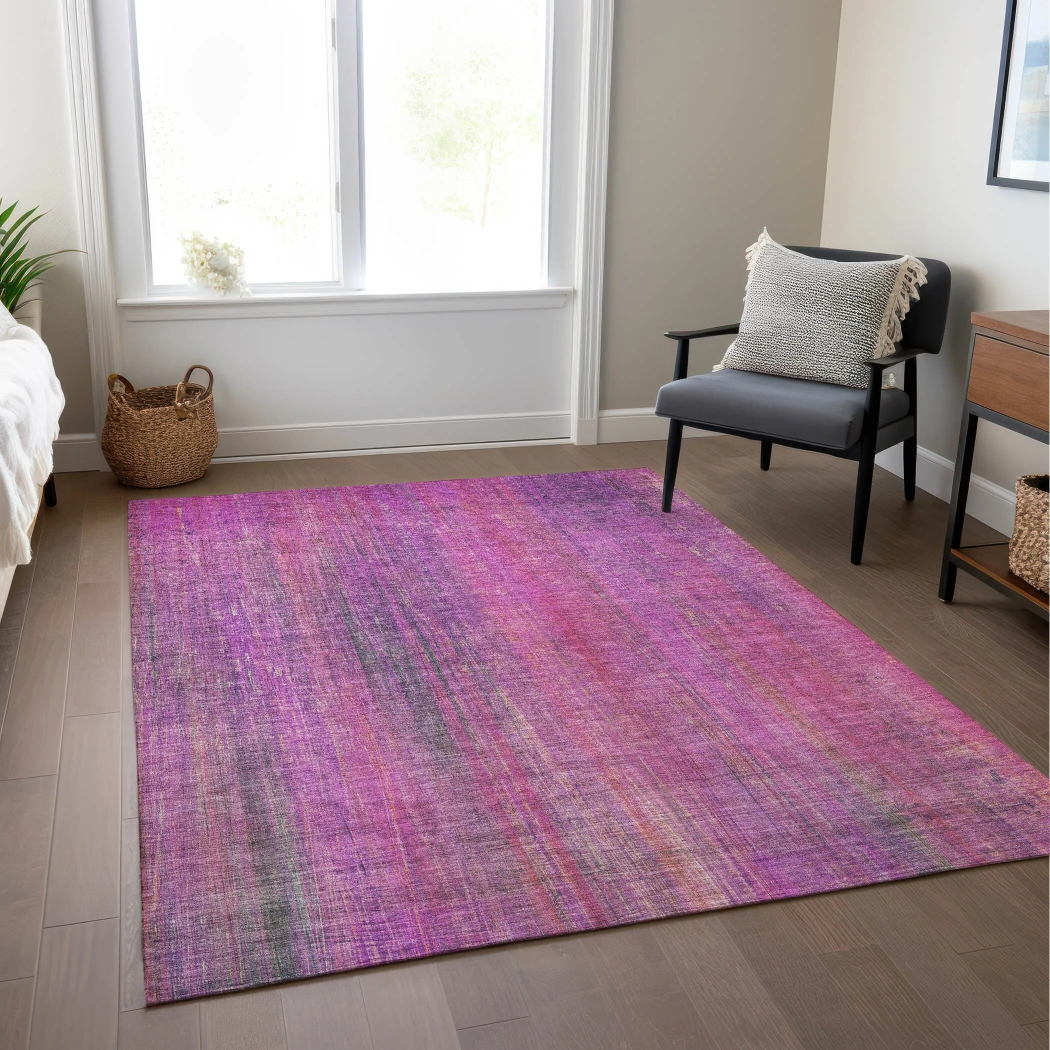 Machine Washable Indoor/ Outdoor Ombre Solid Chantille Rug