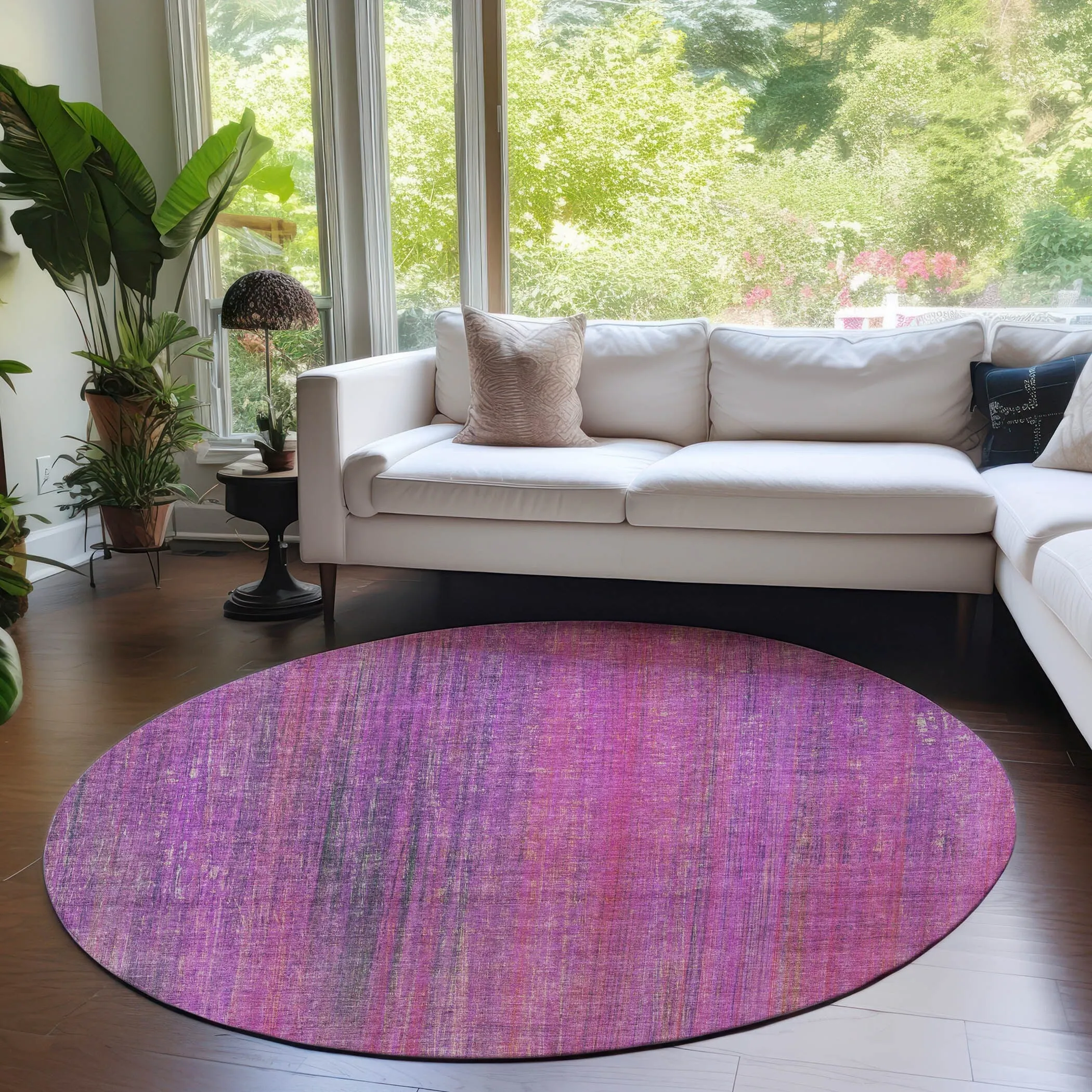 Machine Washable Indoor/ Outdoor Ombre Solid Chantille Rug