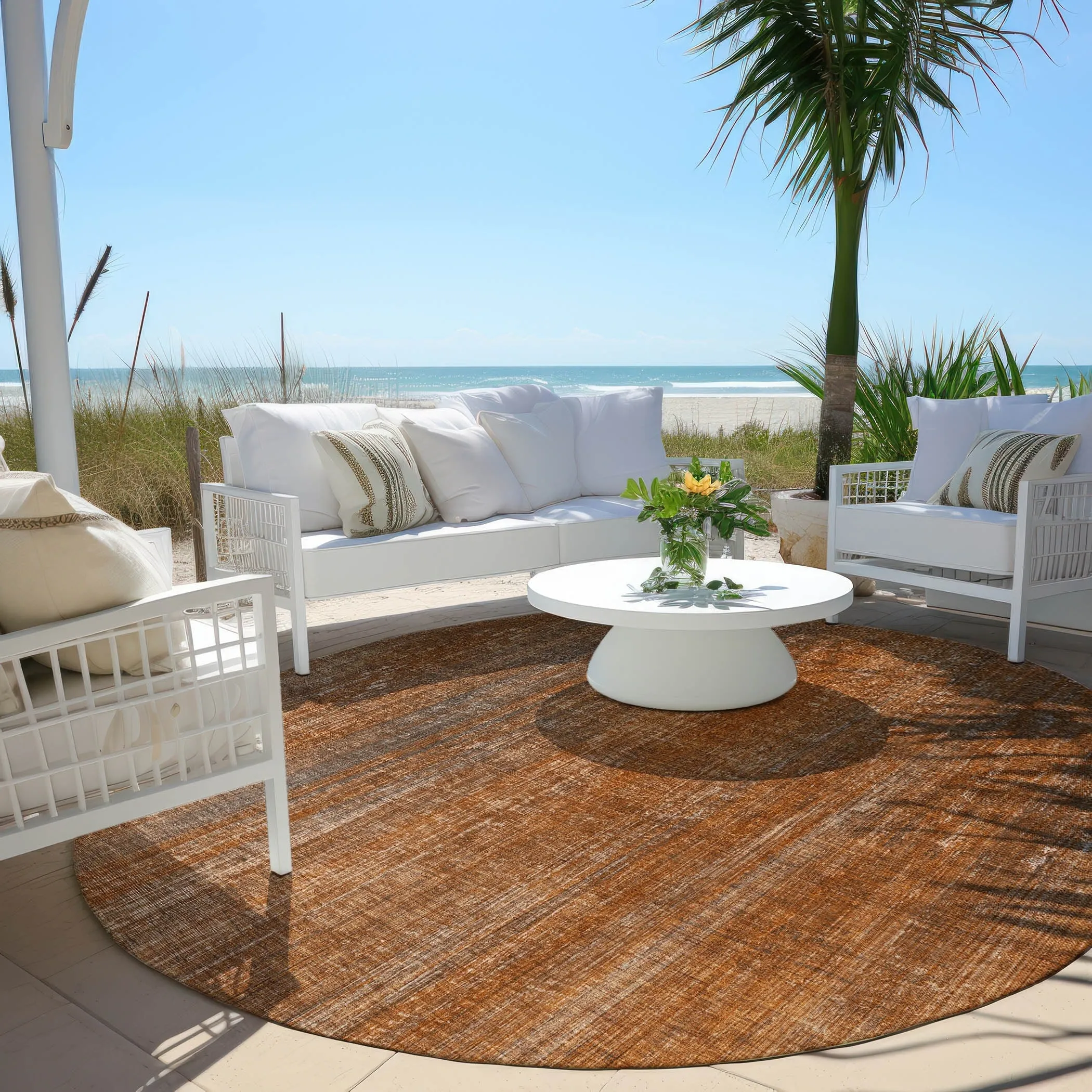 Machine Washable Indoor/ Outdoor Ombre Solid Chantille Rug