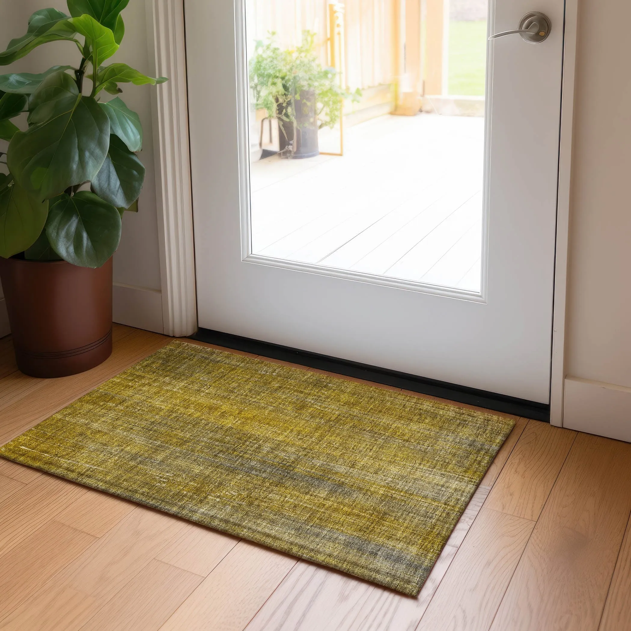 Machine Washable Indoor/ Outdoor Ombre Solid Chantille Rug