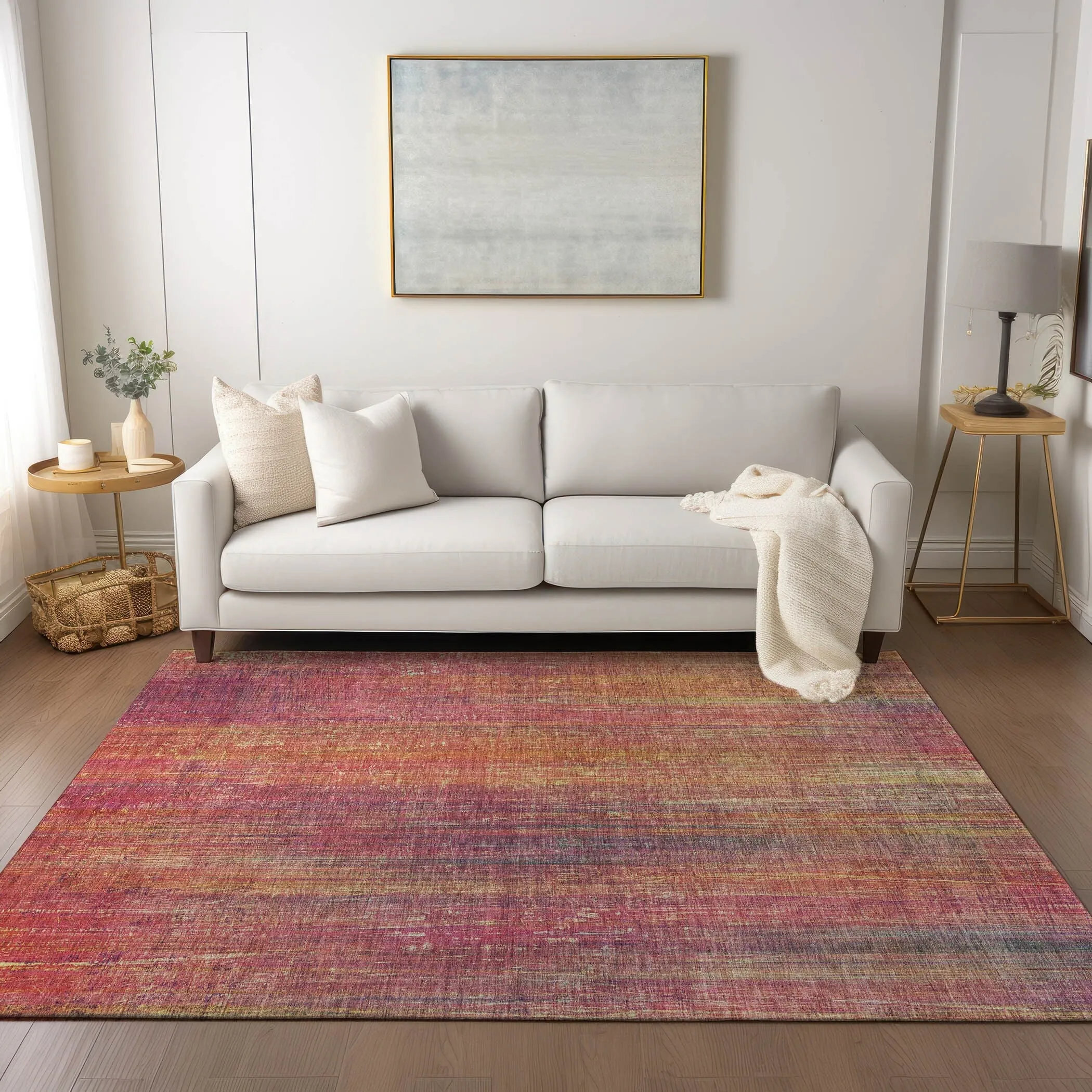 Machine Washable Indoor/ Outdoor Ombre Solid Chantille Rug