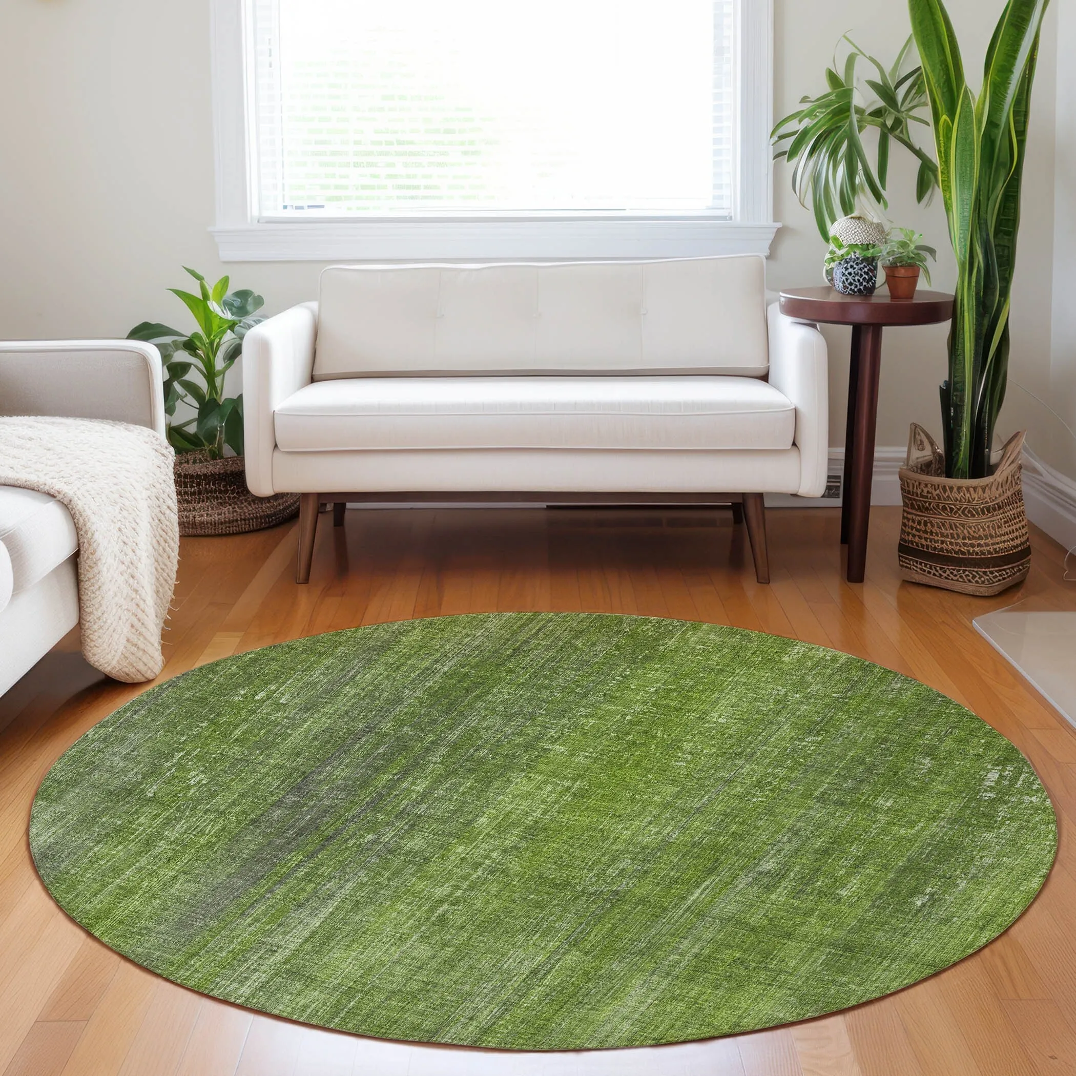Machine Washable Indoor/ Outdoor Ombre Solid Chantille Rug